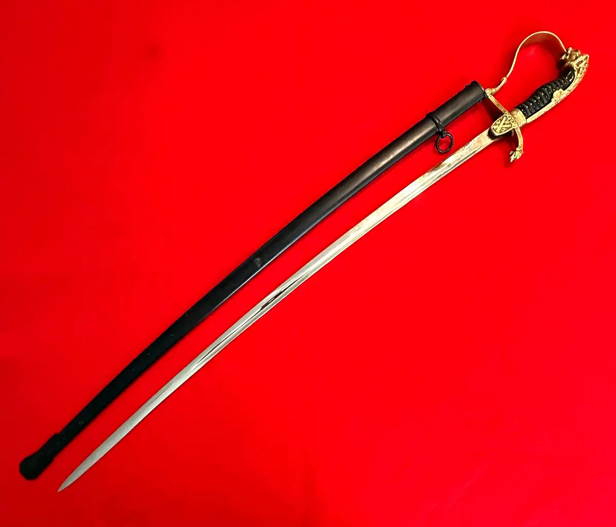German Artillery Officer Lion Head Sword alternate view