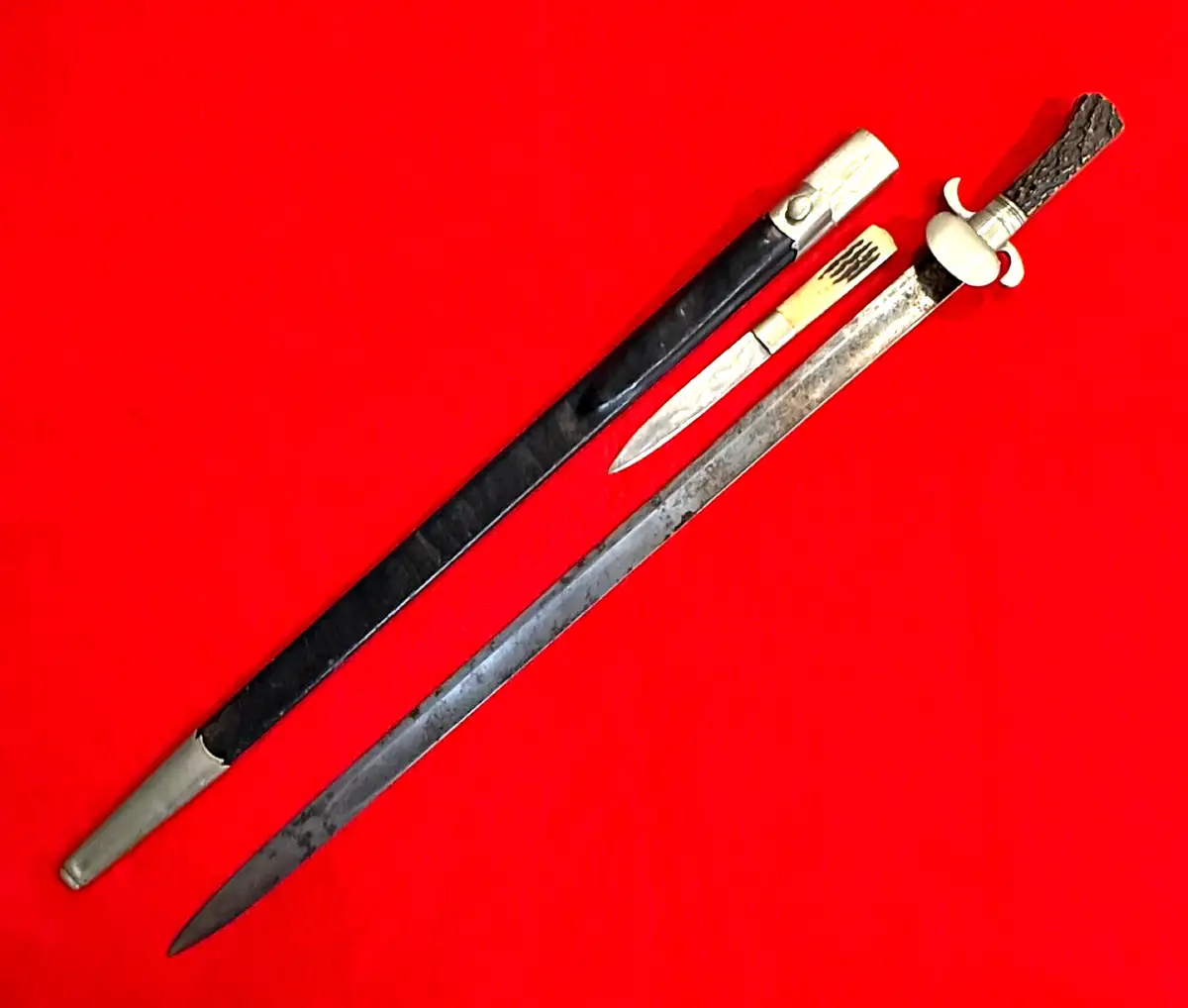 German Hirschfanger Hunting Sword and By-Knife alternate view