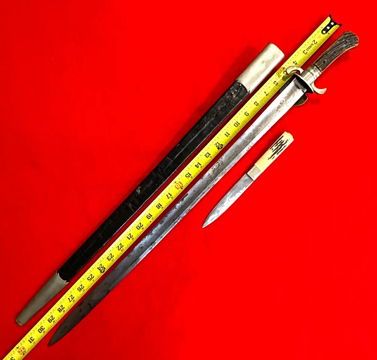 German Hirschfanger Hunting Sword and By-Knife - View 3