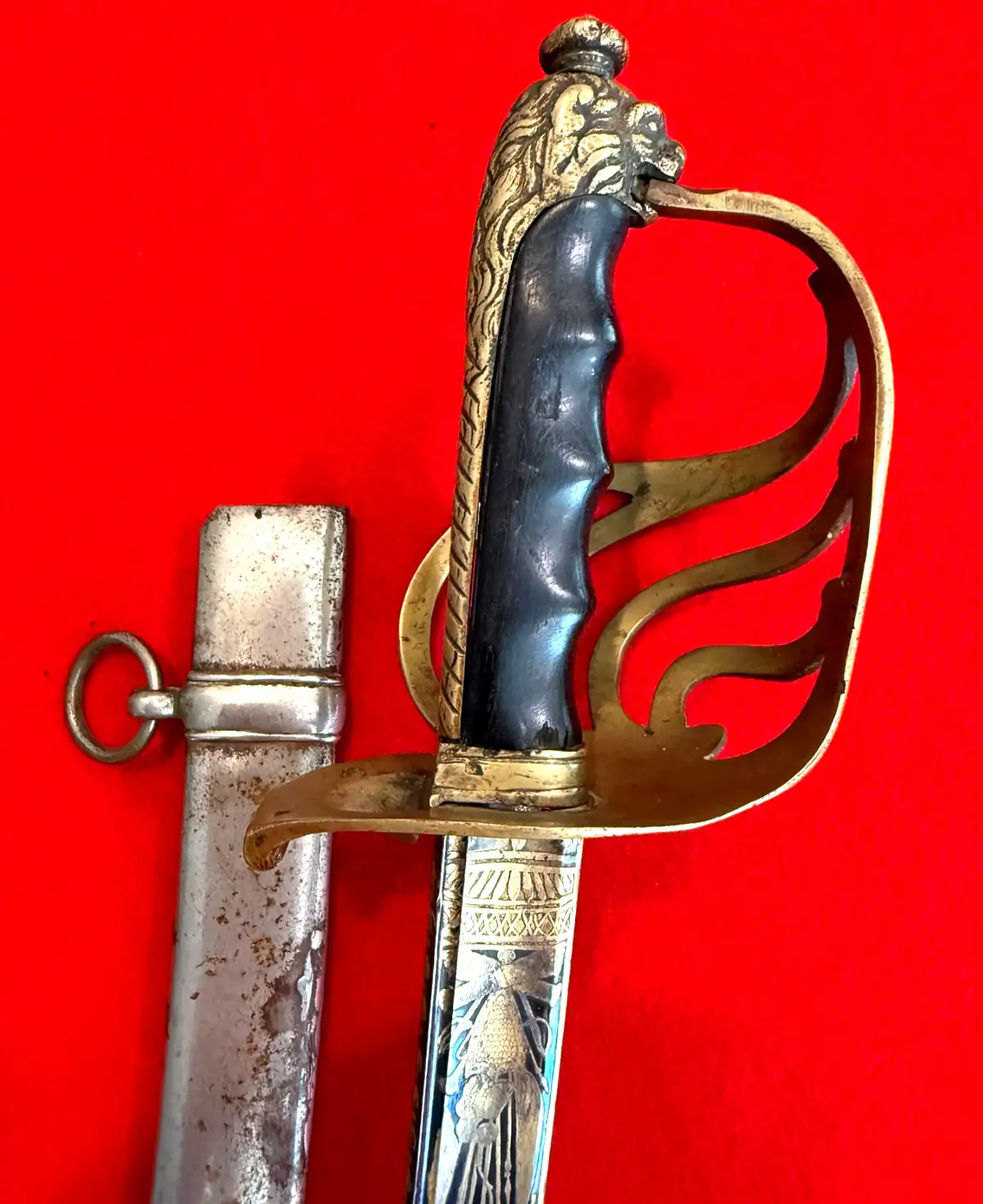 Italian WW2 Officer Sword Lion Head Pommel - View 16