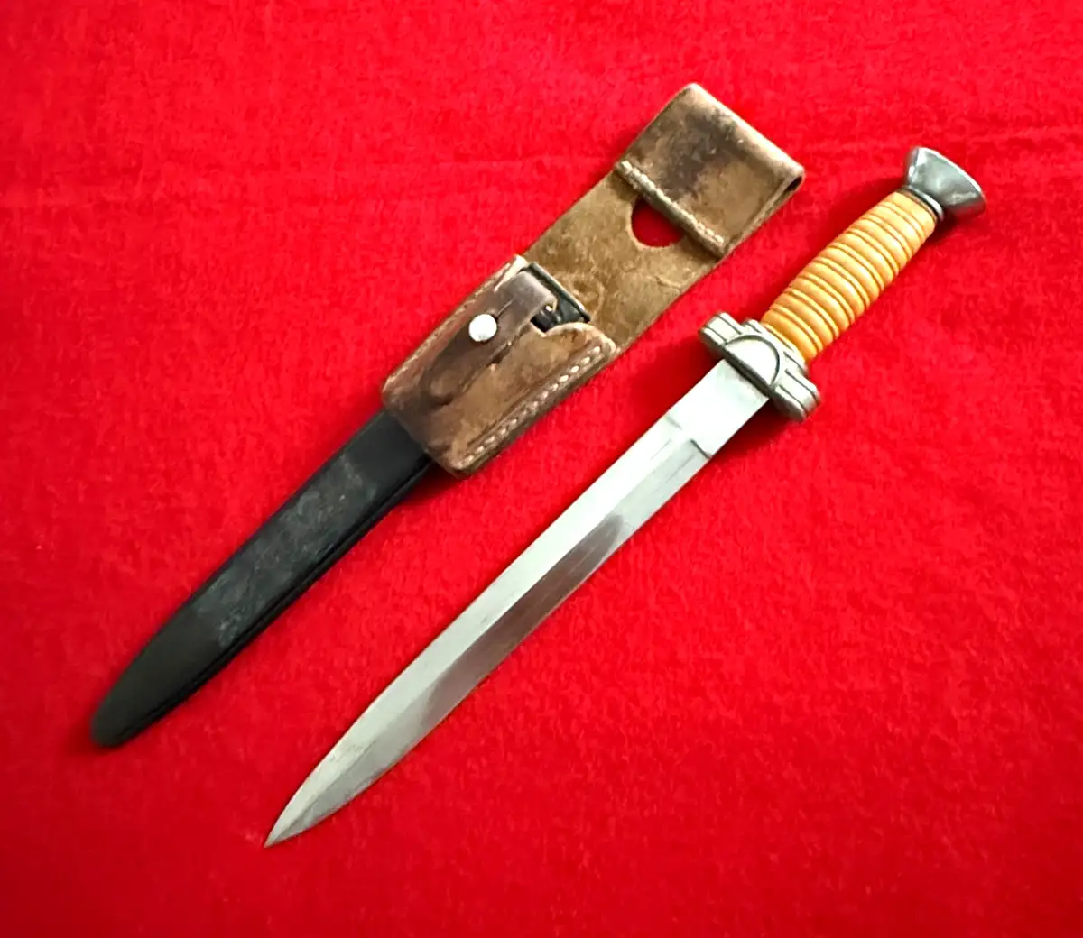 German WW2 Trench Knife with Scabbard alternate view