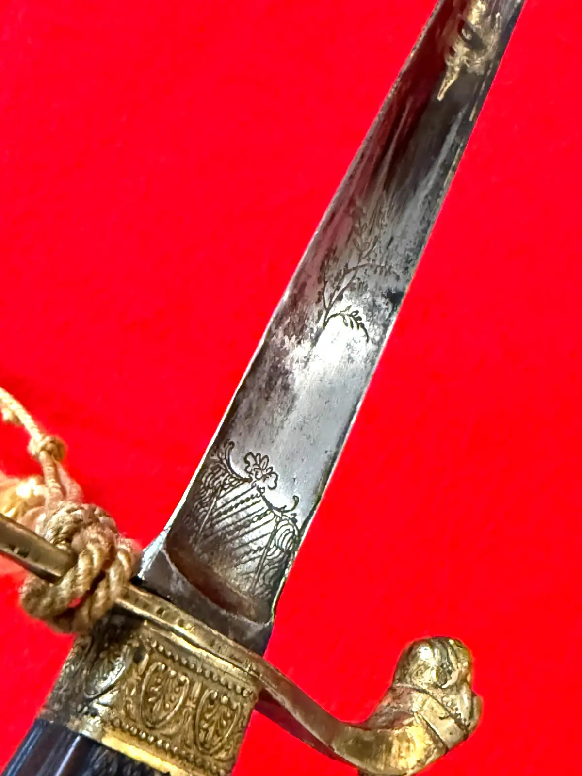 American Antique Rapier With Etched Blued Blade - 12