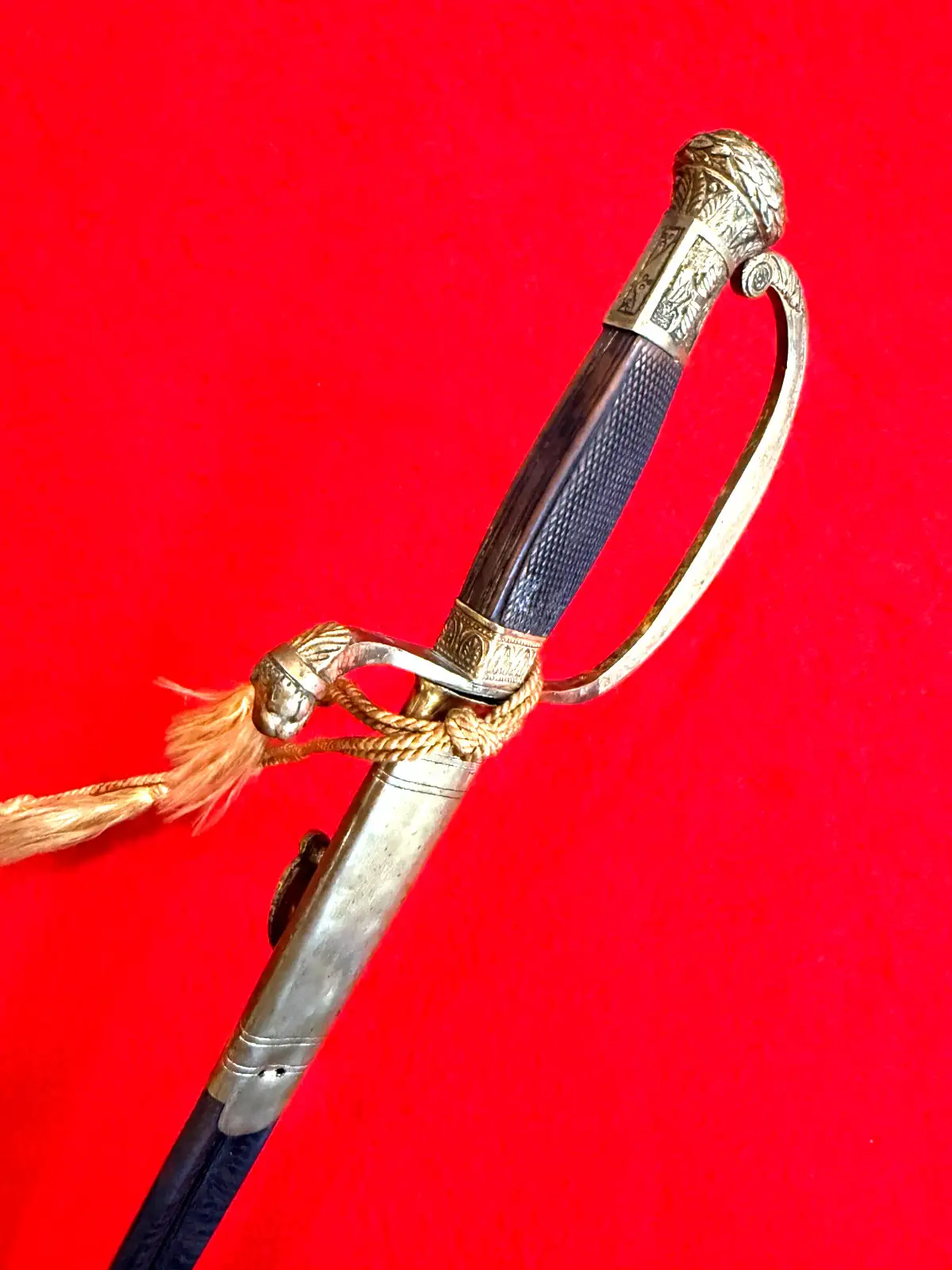 American Antique Rapier With Etched Blued Blade - 17