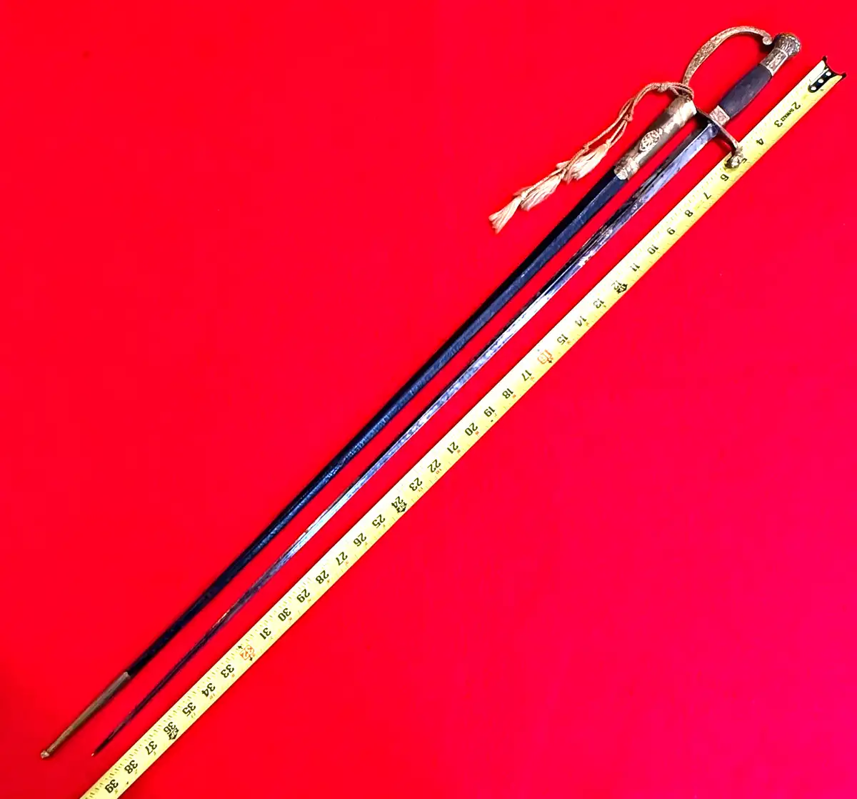 American Antique Rapier With Etched Blued Blade - 3