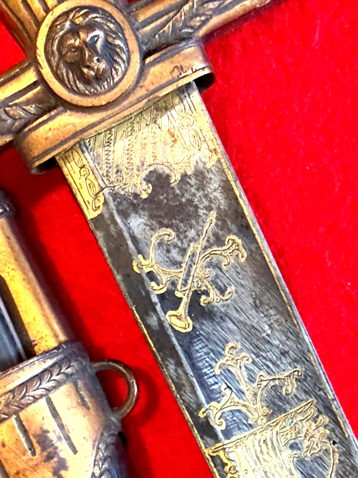 German Hunting Sword Set Blued and Gilt Blade - View 10