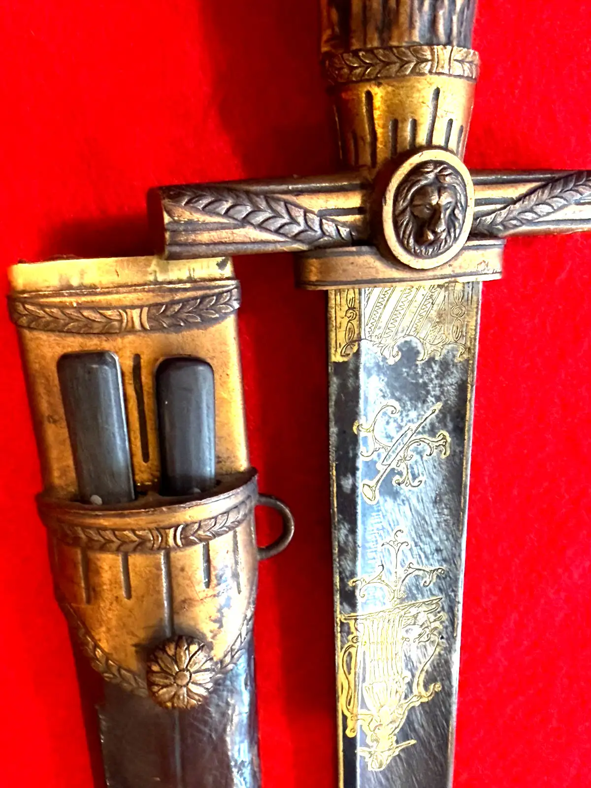 German Hunting Sword Set Blued and Gilt Blade - View 11
