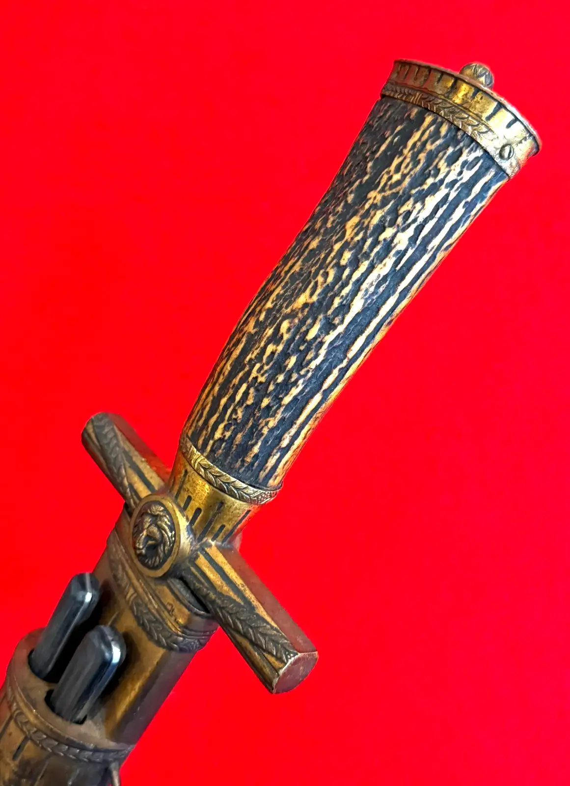 German Hunting Sword Set Blued and Gilt Blade - View 12