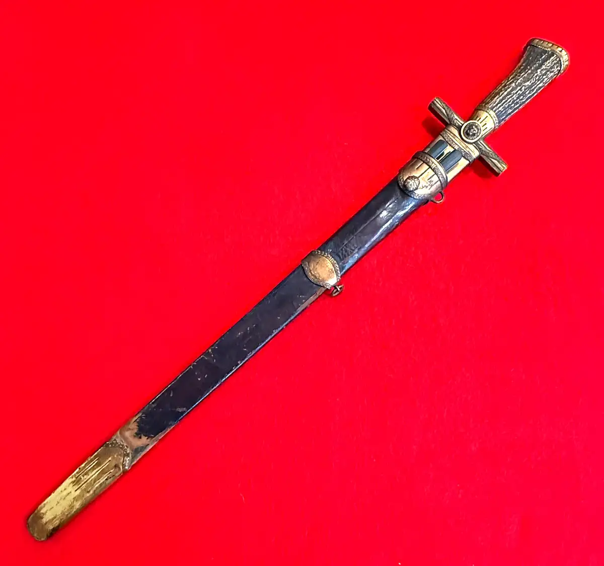German Hunting Sword Set Blued and Gilt Blade alternate view