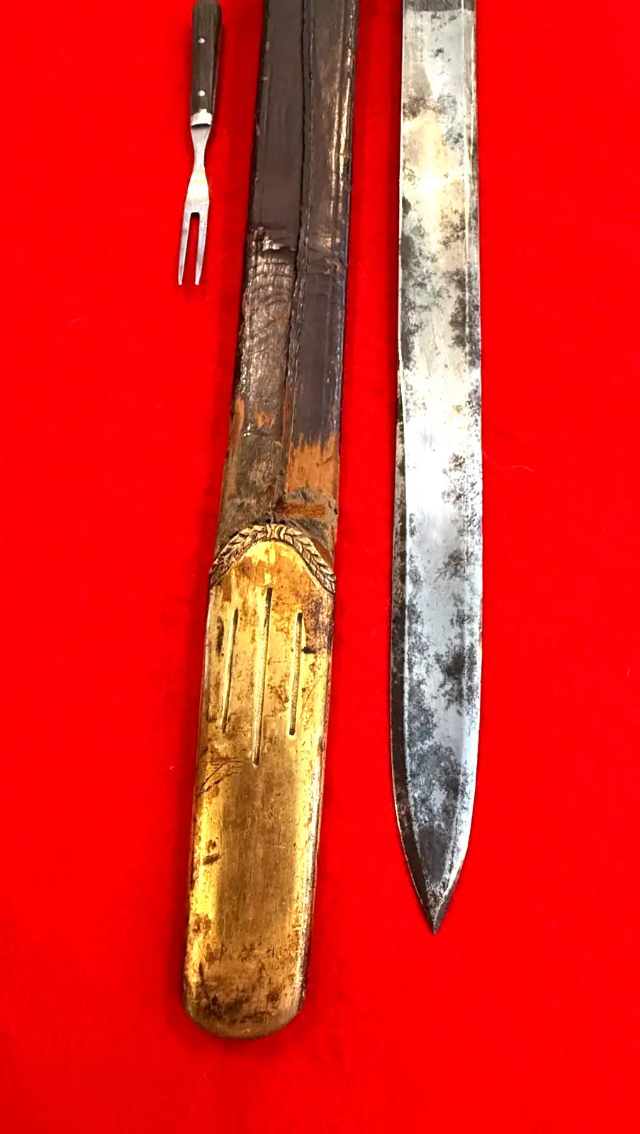German Hunting Sword Set Blued and Gilt Blade - View 5