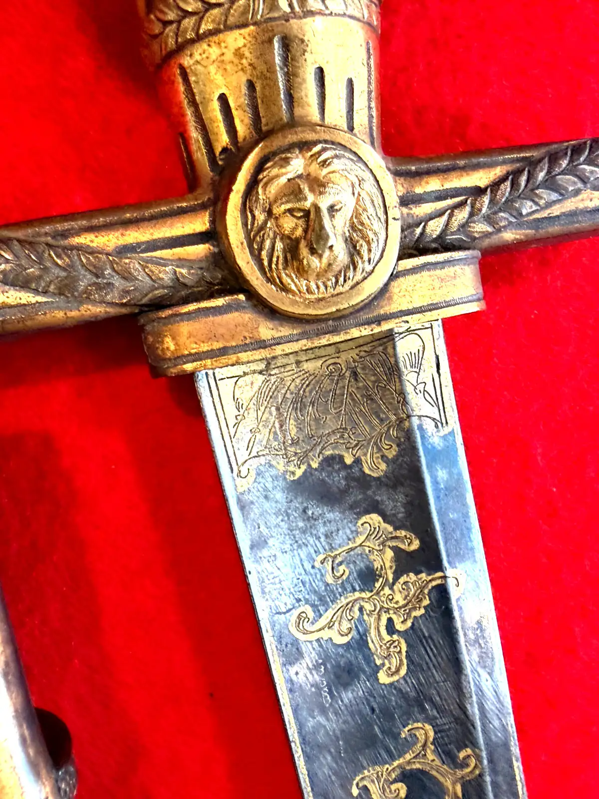 German Hunting Sword Set Blued and Gilt Blade - View 7