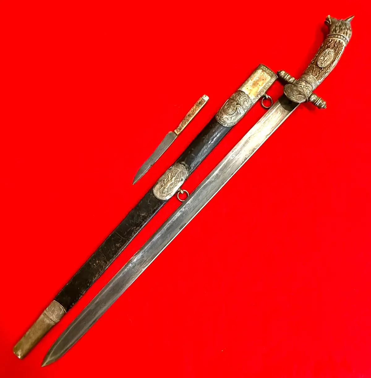 German 19th Century Damascus Hunting Sword - View 3