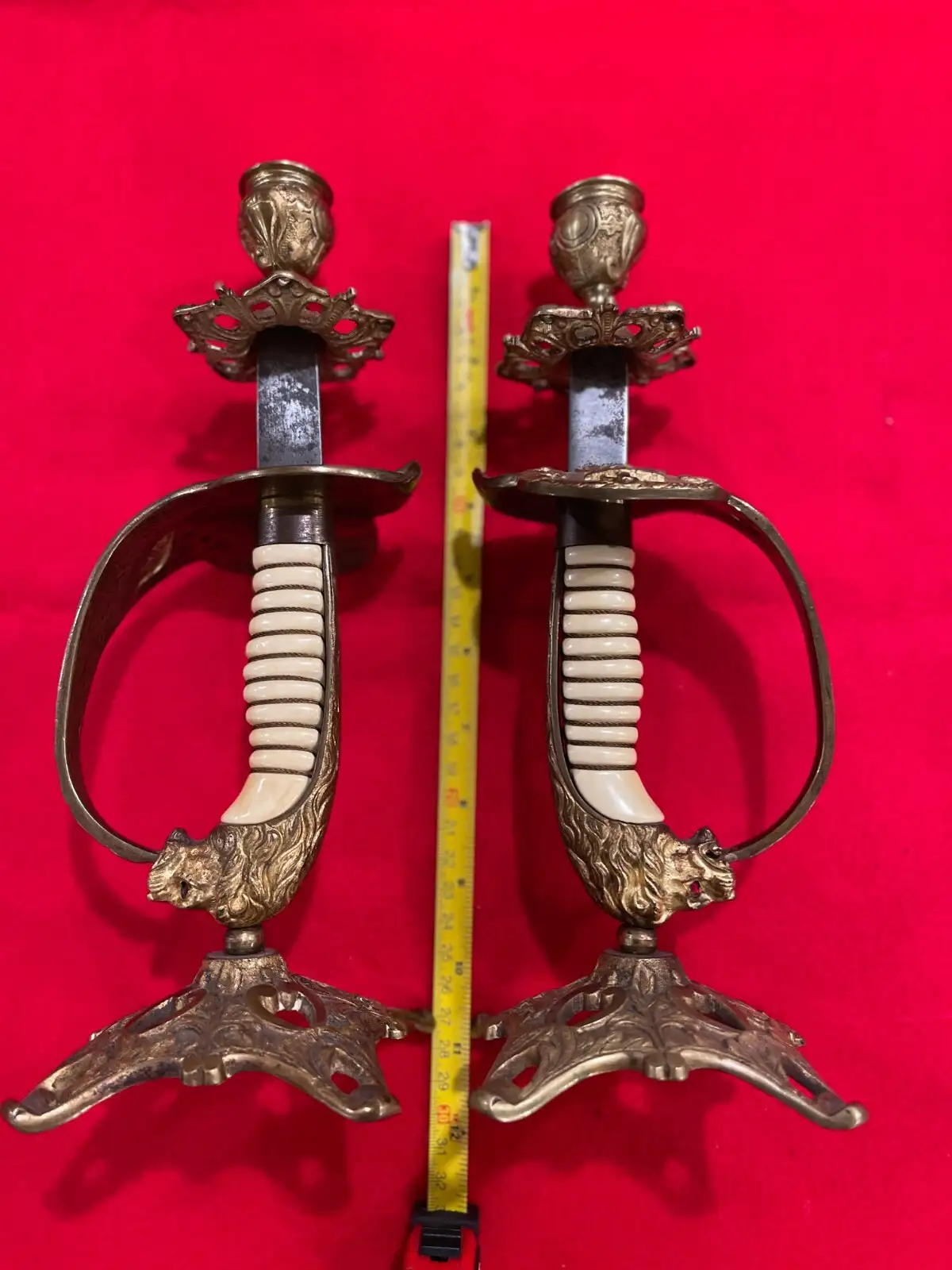 German Imperial Navy Lion Head Sword Candle Holders - View 6