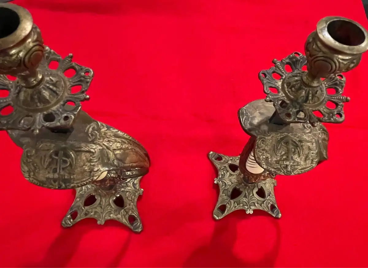 German Imperial Navy Lion Head Sword Candle Holders - View 8