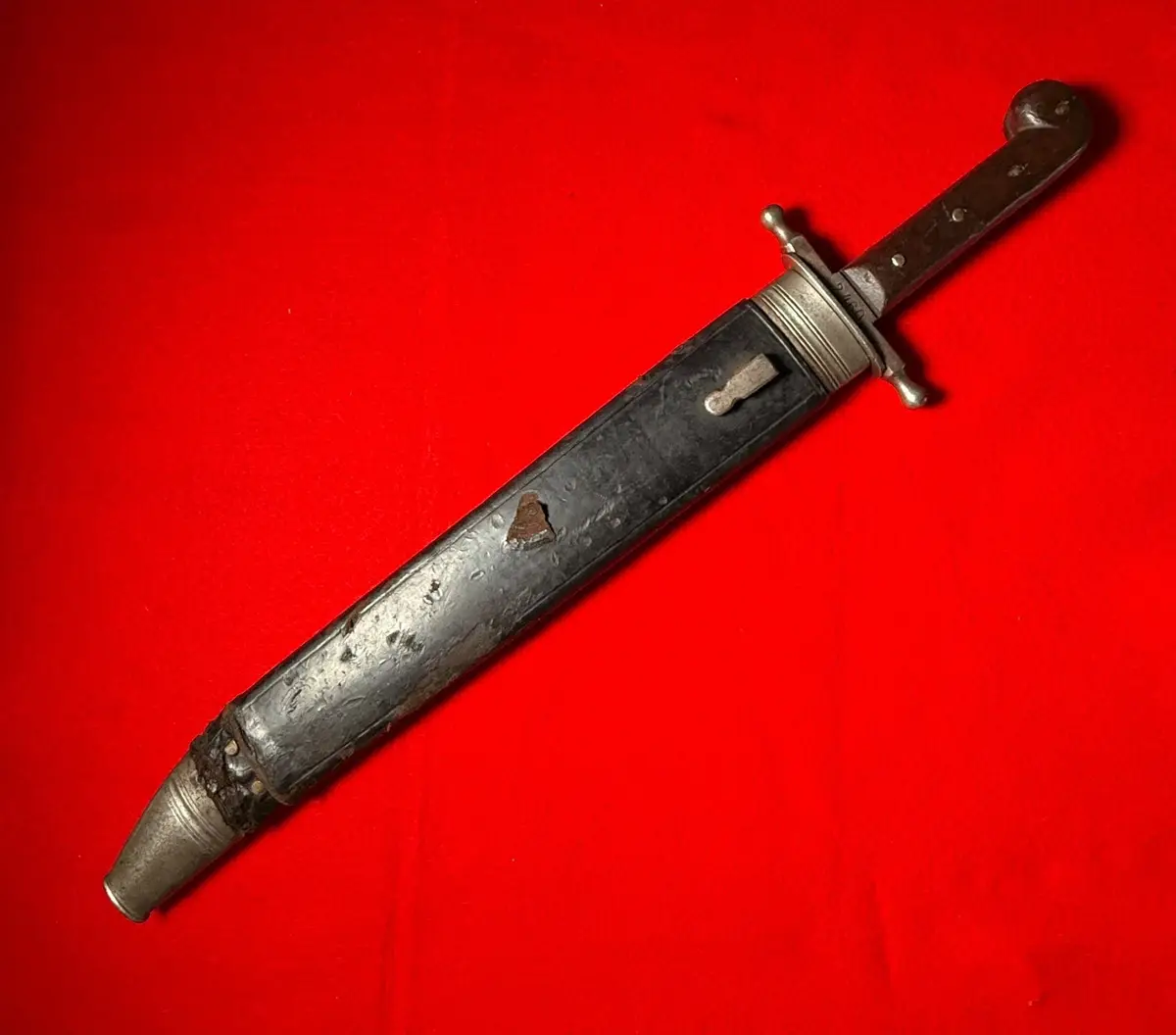 Original Antique Austrian WW1 Short Sword Large Knife with Scabbard - 1
