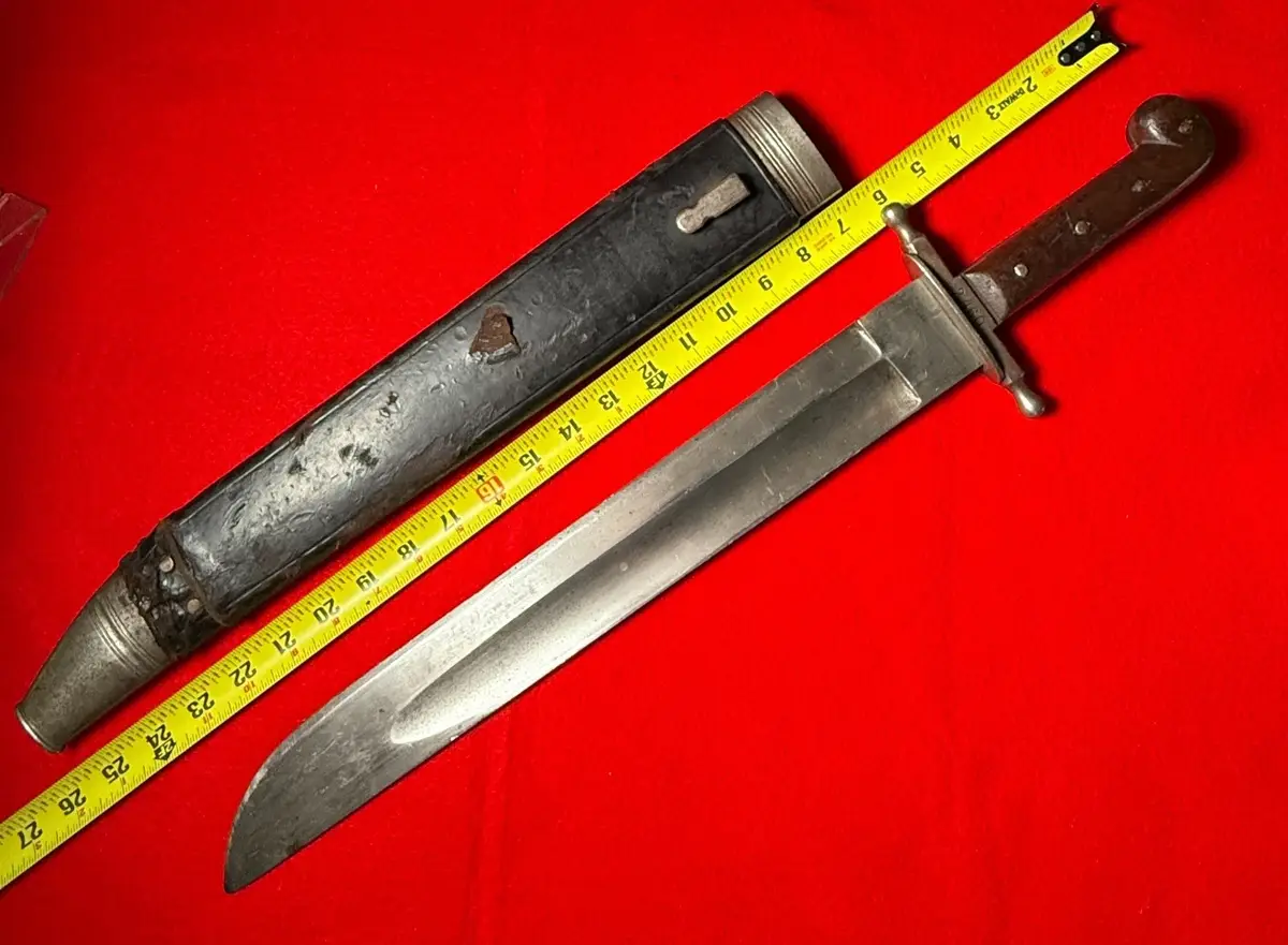 Original Antique Austrian WW1 Short Sword Large Knife with Scabbard - 3