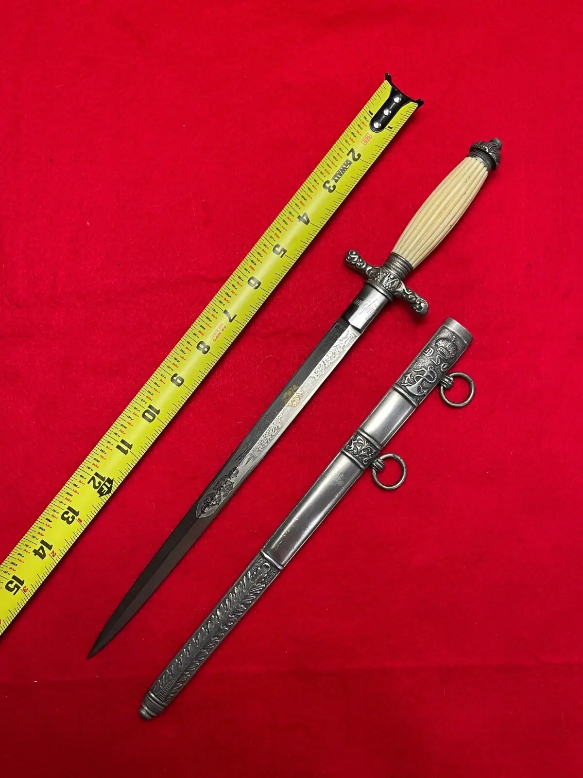 Antique Austria WW1 Navy Officer's Engraved Dagger - 2