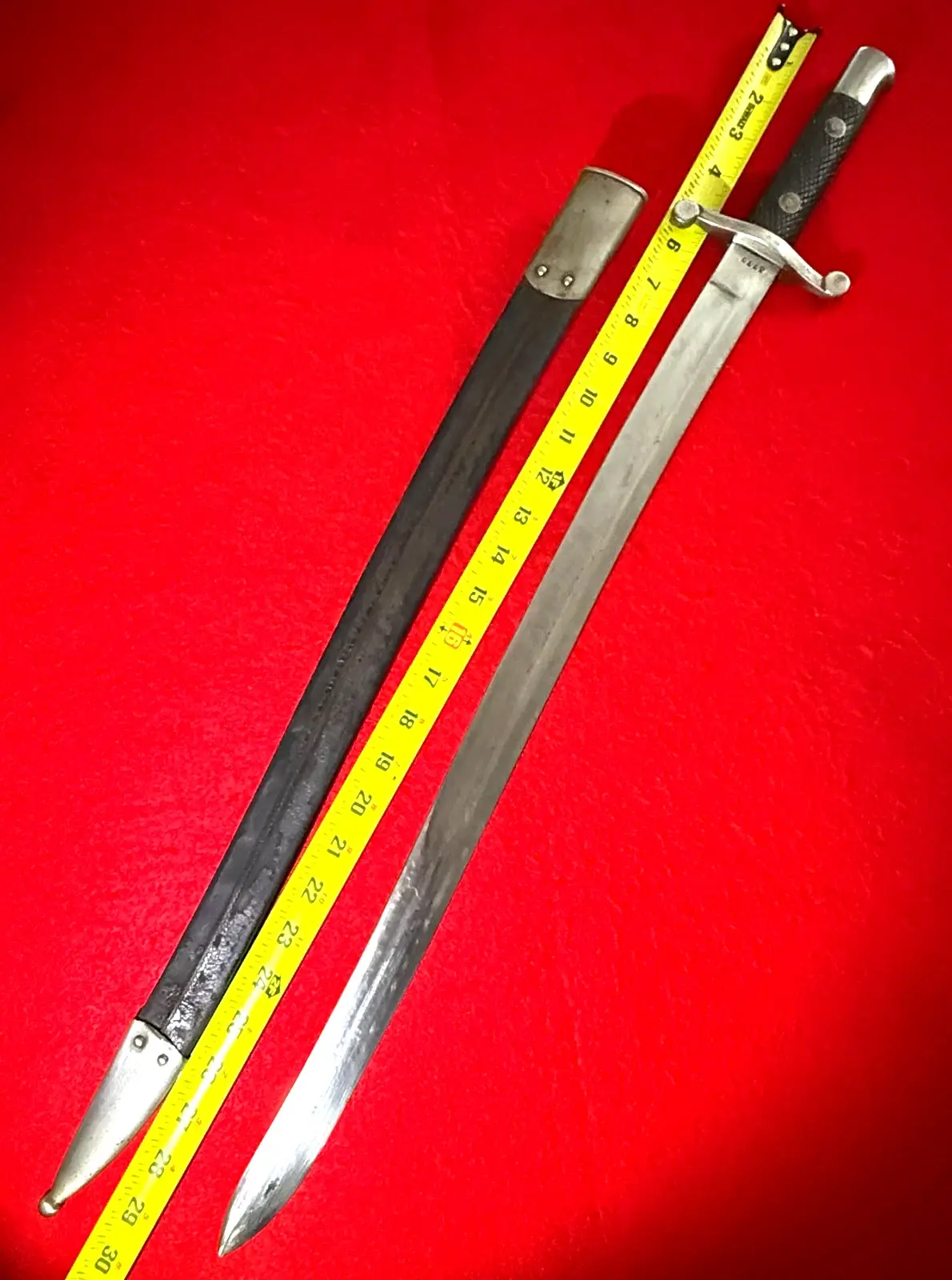 RARE Original Antique WW1 M1873 Spanish Short Artillery Sword - 2