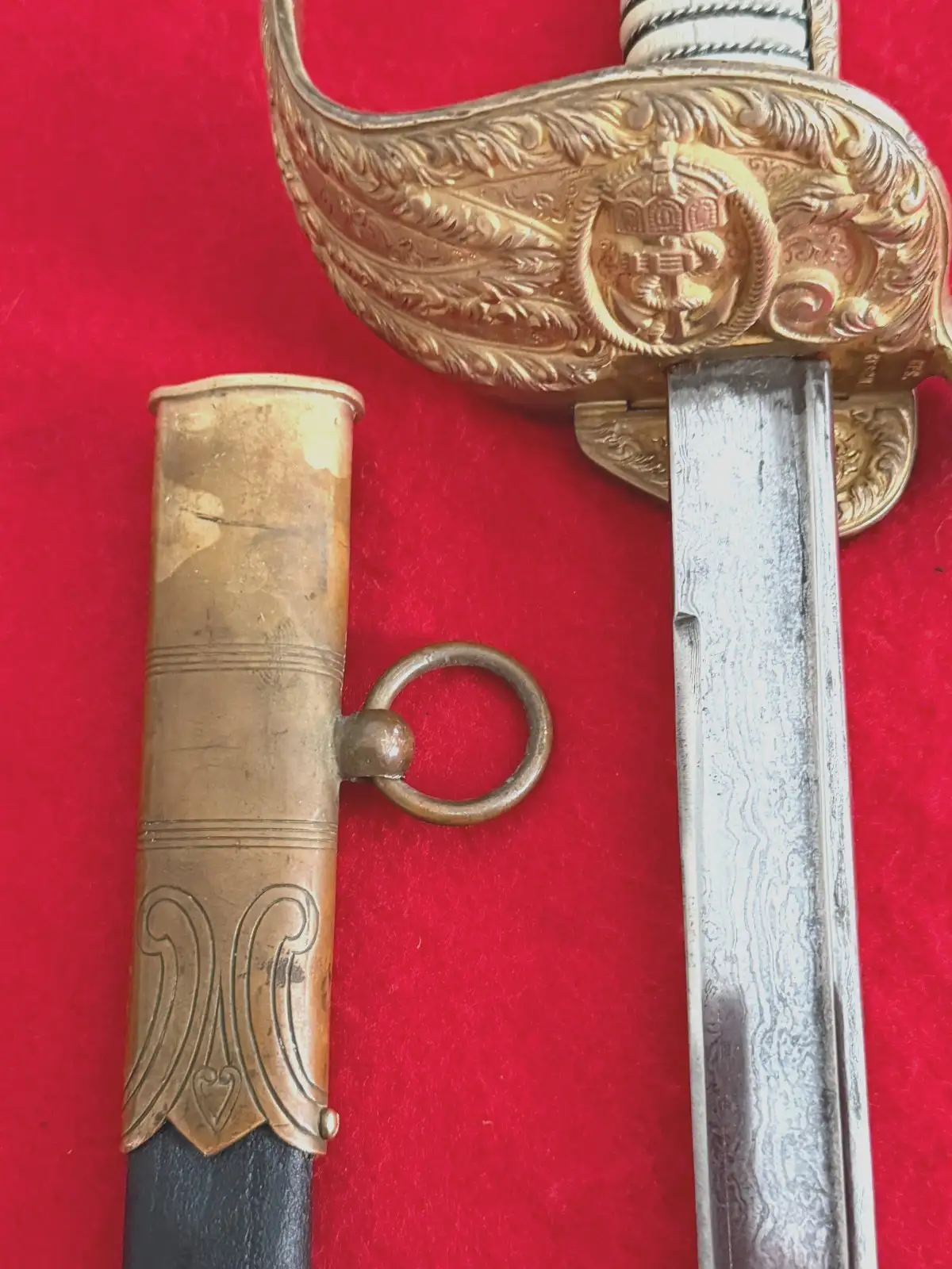 German WWI Damascus Navy Lion Head Sword - View 10