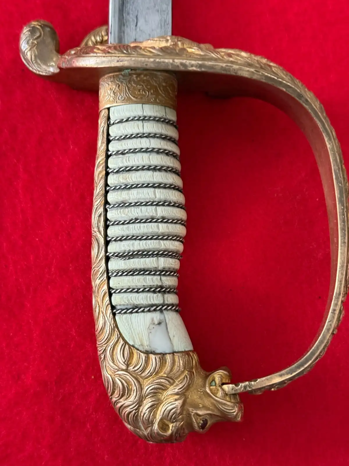 German WWI Damascus Navy Lion Head Sword - View 15