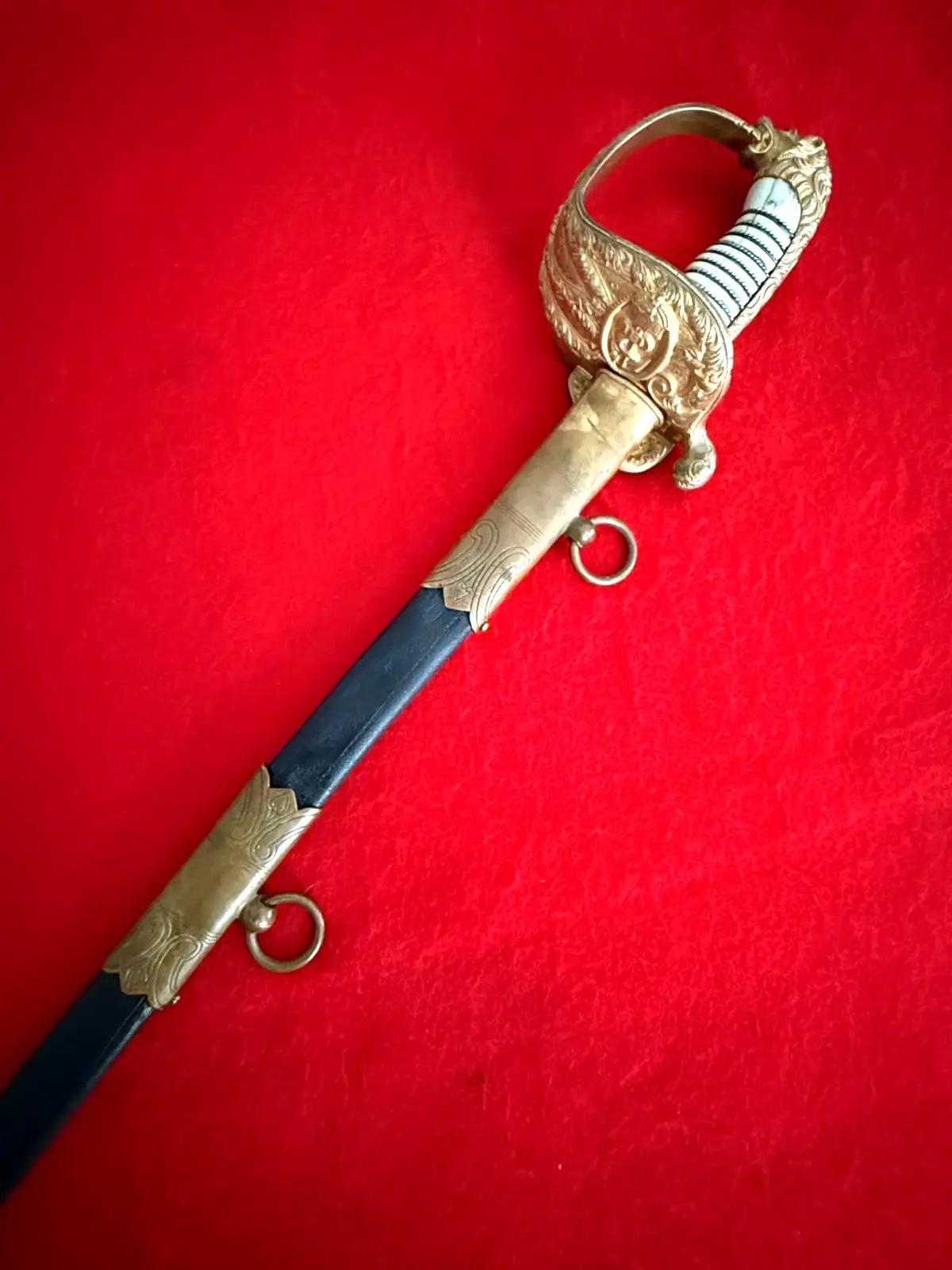 German WWI Damascus Navy Lion Head Sword alternate view