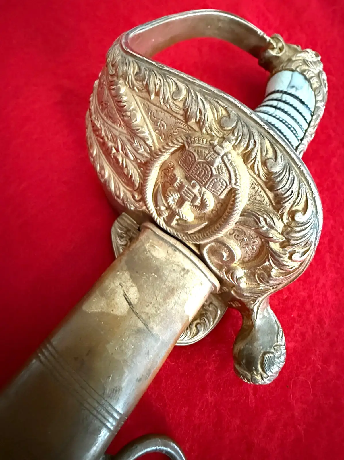 German WWI Damascus Navy Lion Head Sword - View 3