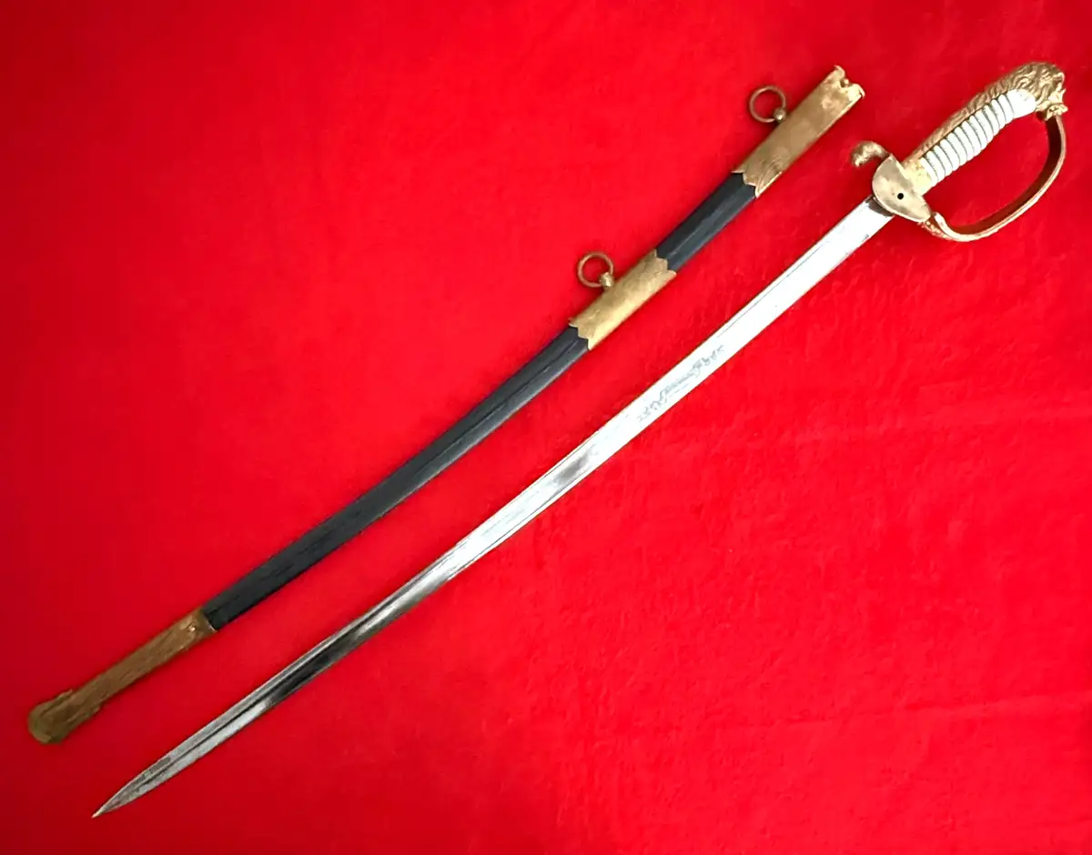 German WWI Damascus Navy Lion Head Sword - View 4