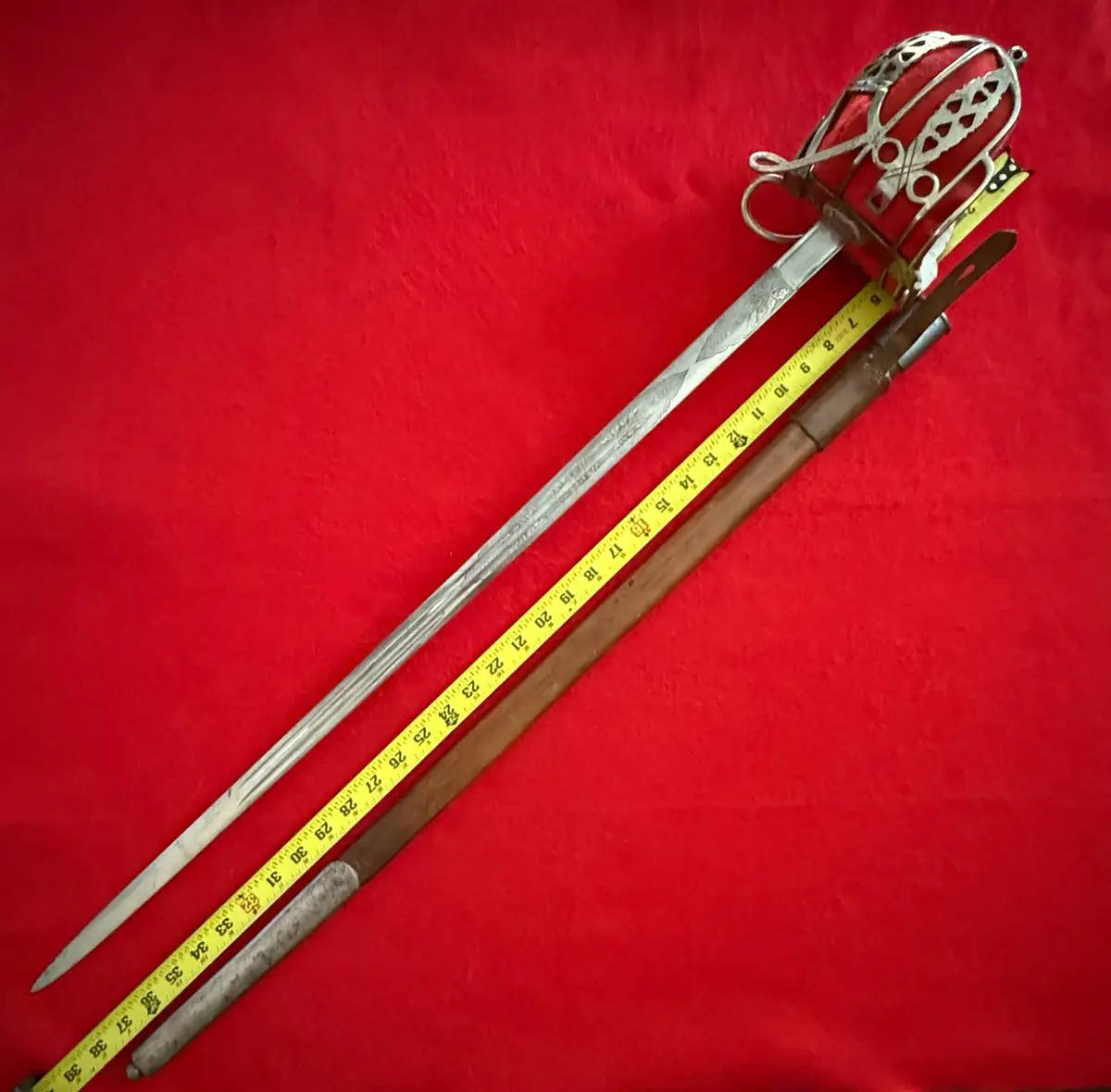 Scottish Edwardian Basket Hilt Officer Sword alternate view