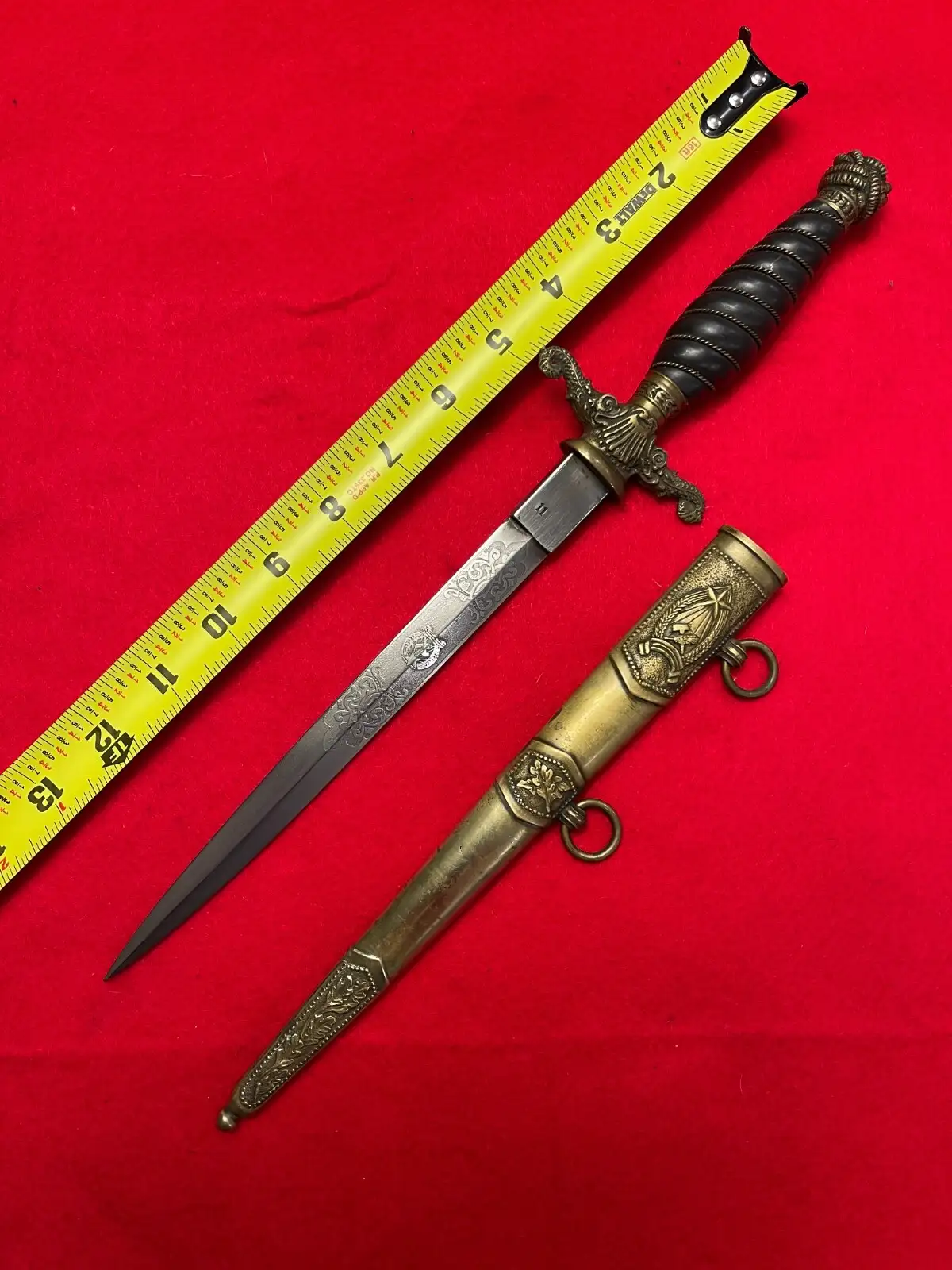 Hungarian Post-WW2 Officer's Dagger Brass Scabbard alternate view