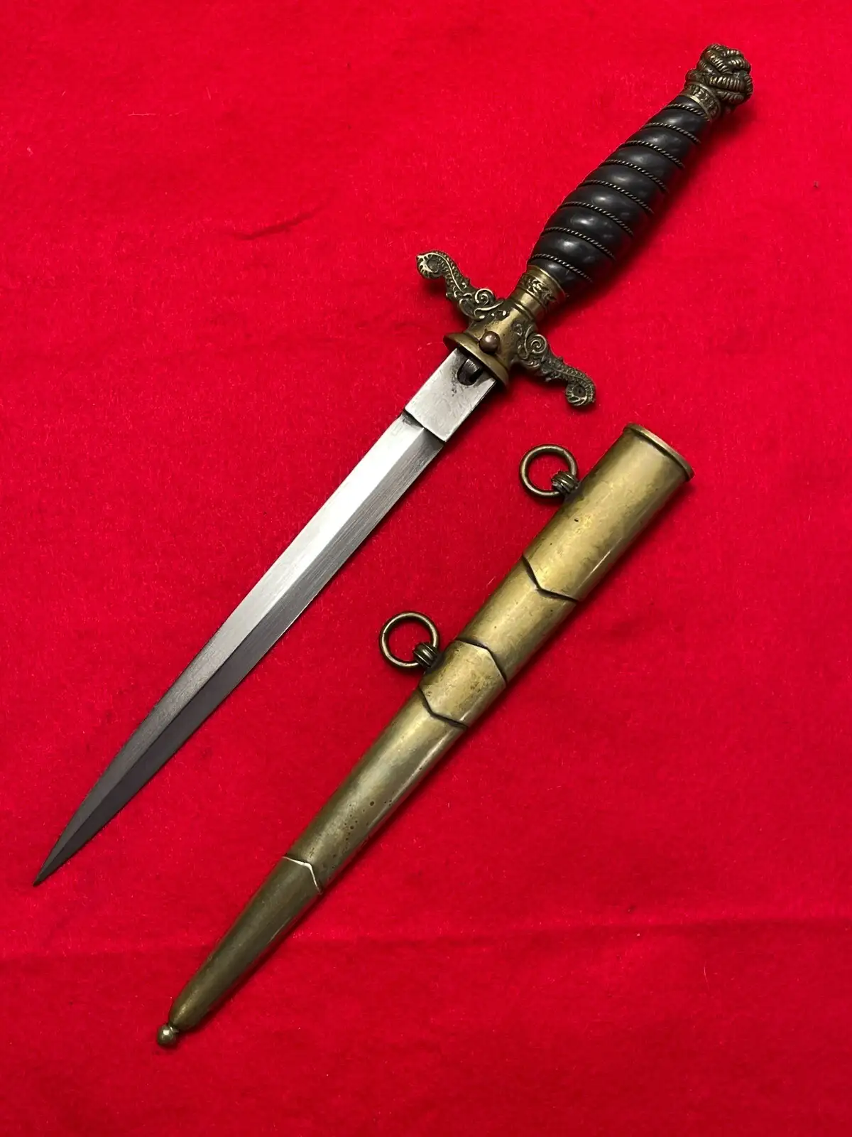 Hungarian Post-WW2 Officer's Dagger Brass Scabbard - View 3