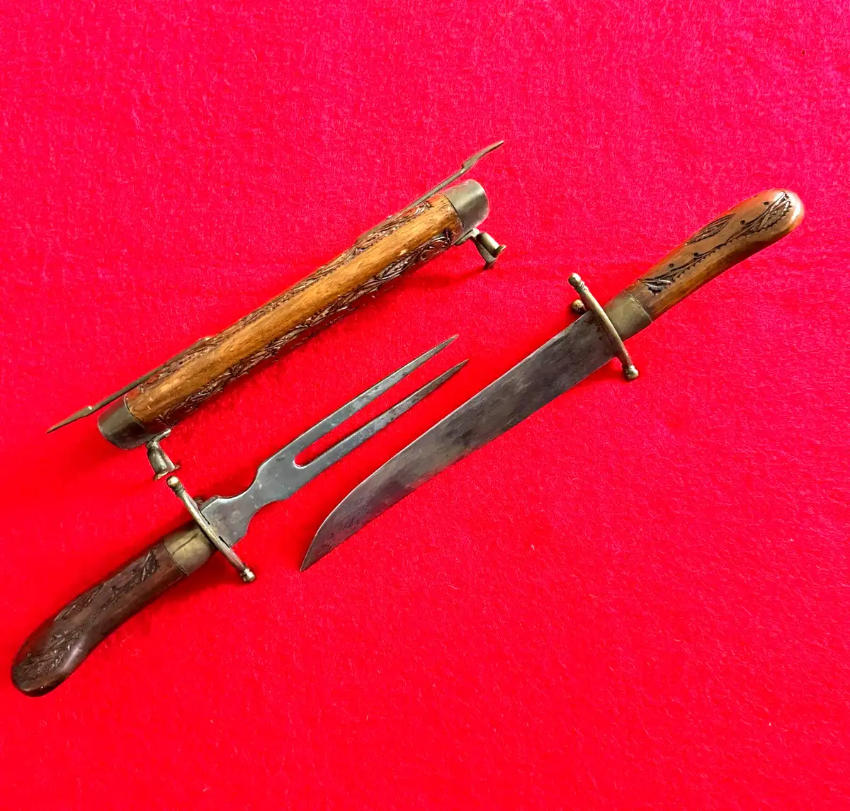 Indian 20th Century Carved Wooden Knife Fork Set - View 3