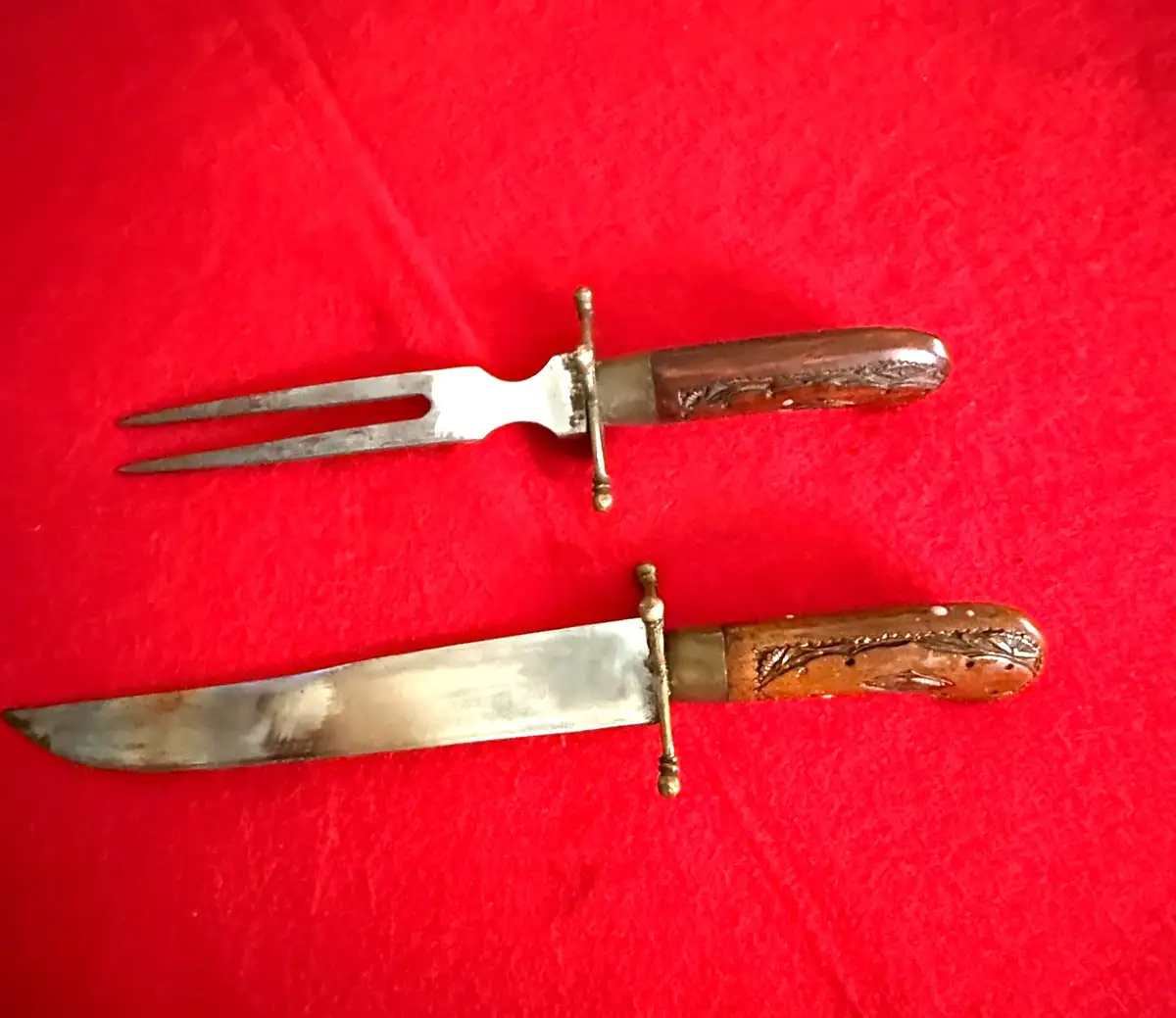 Indian 20th Century Carved Wooden Knife Fork Set - View 7