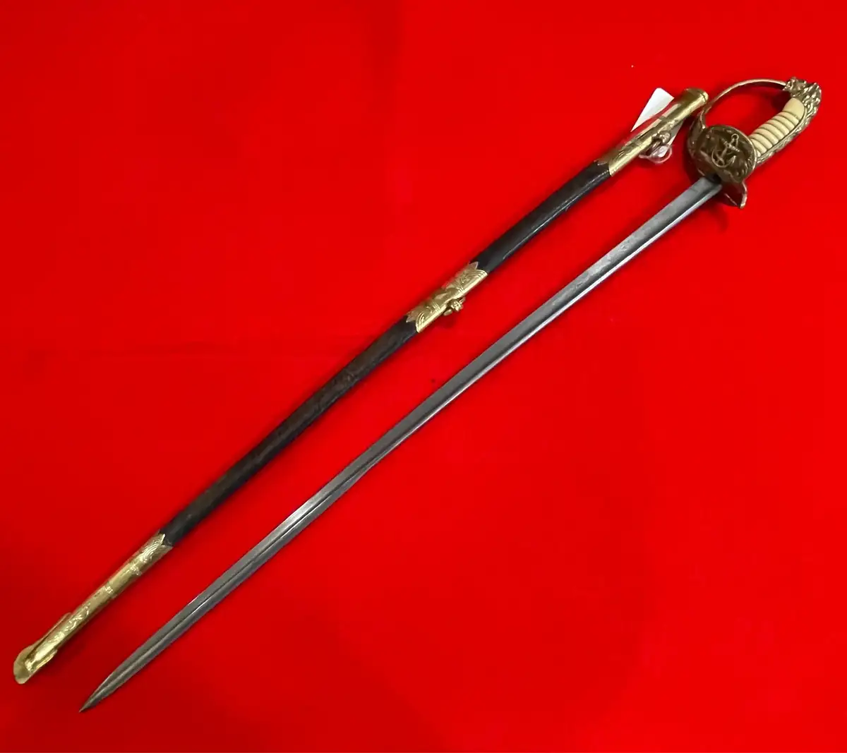 German WW2 Kriegsmarine Officer Damascus Sword alternate view