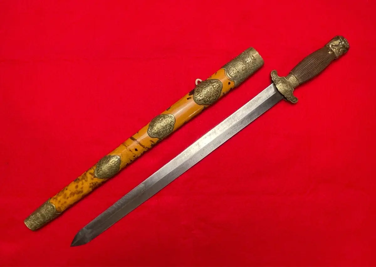 Antique Chinese China 19 Century Short Sword Large Knife - 2
