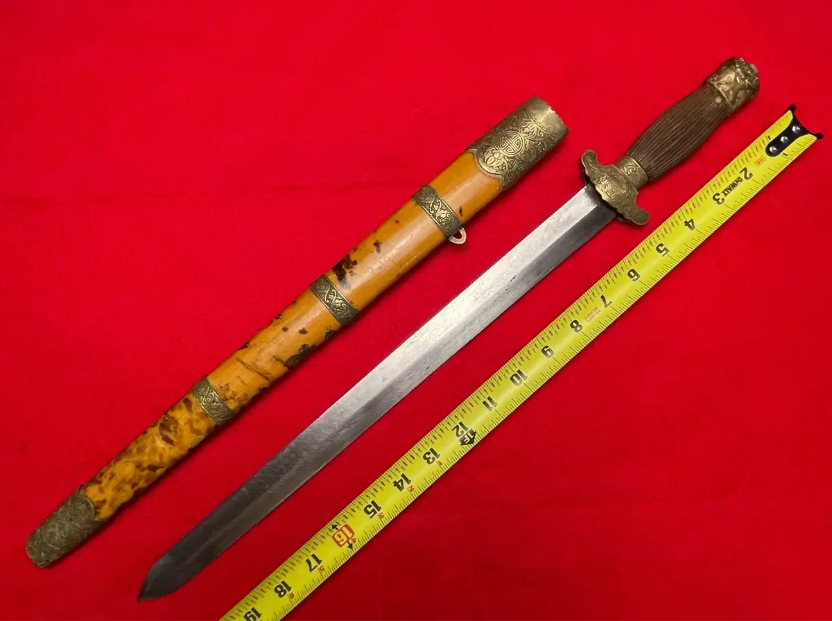 Antique Chinese China 19 Century Short Sword Large Knife - 3