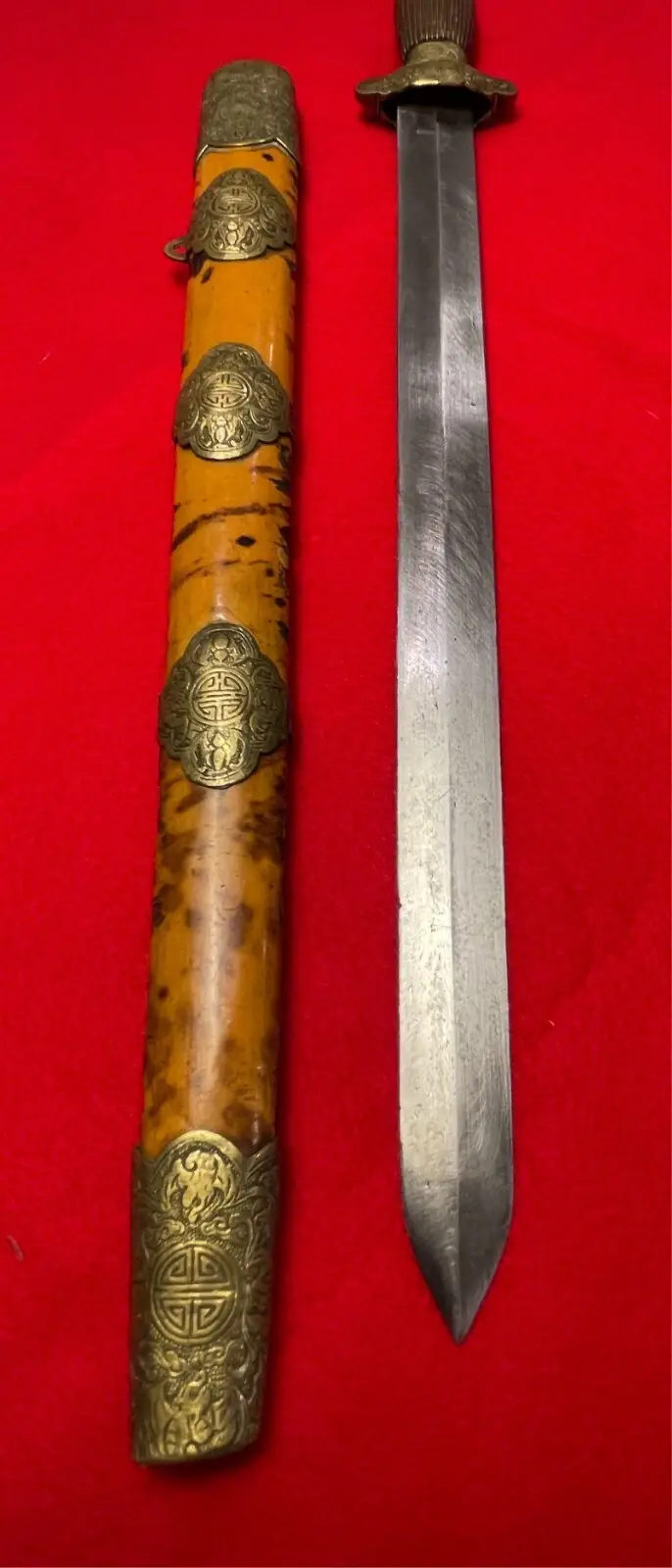Antique Chinese China 19 Century Short Sword Large Knife - 5