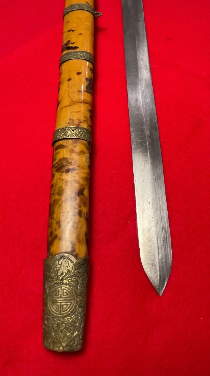 Antique Chinese China 19 Century Short Sword Large Knife - 6