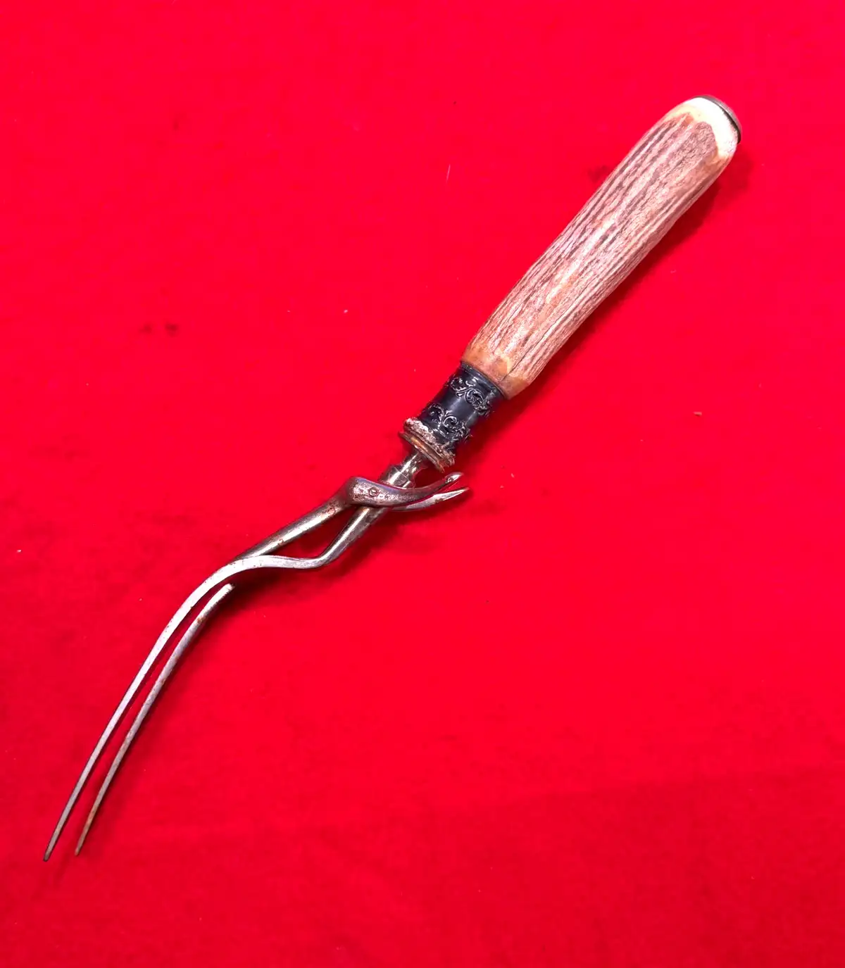 European 20th Century Stag Antler Serving Fork - View 4