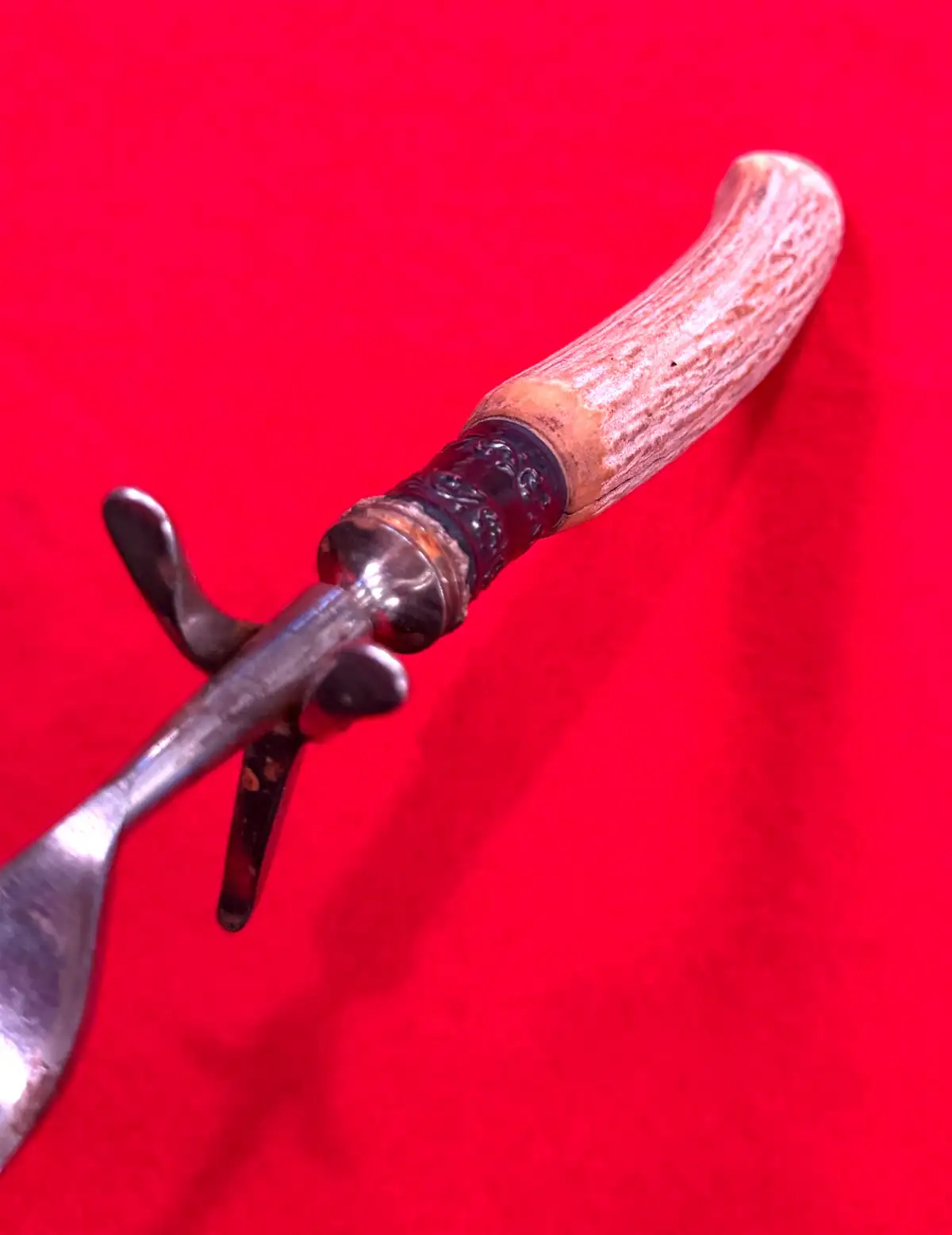 European 20th Century Stag Antler Serving Fork - View 5
