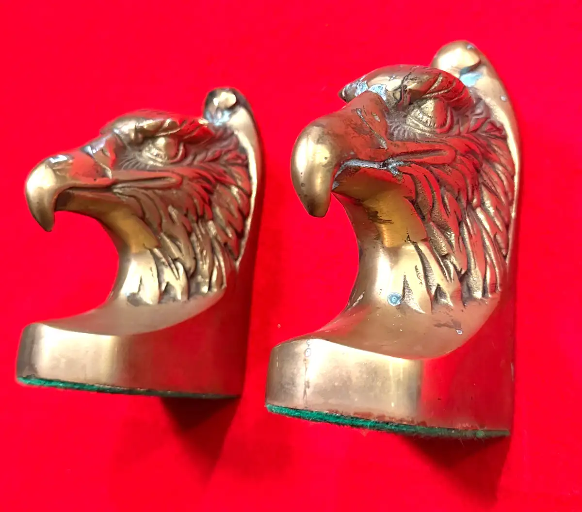US 20th Century Brass Eagle Head Bookends Set alternate view