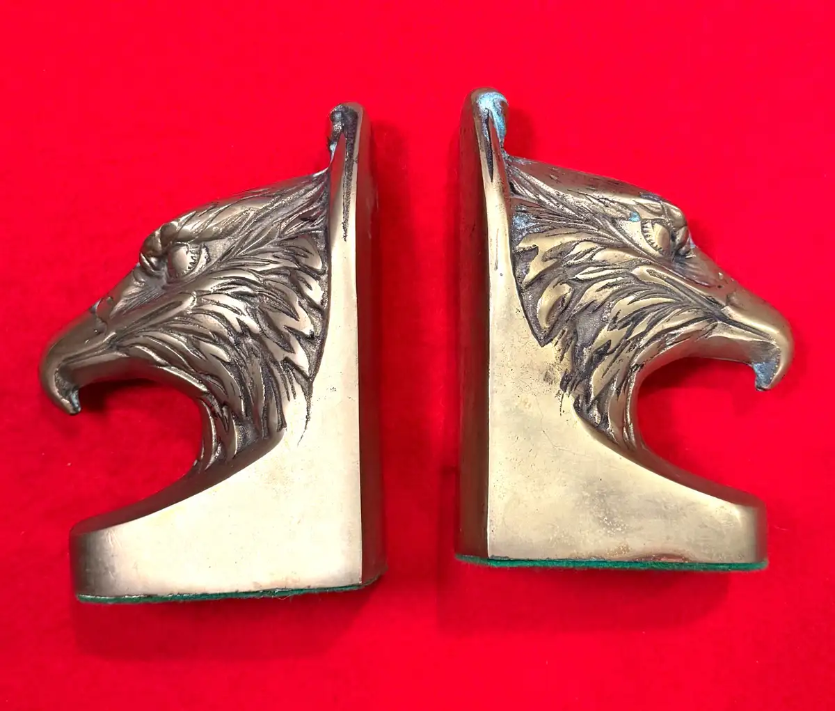 US 20th Century Brass Eagle Head Bookends Set - View 3