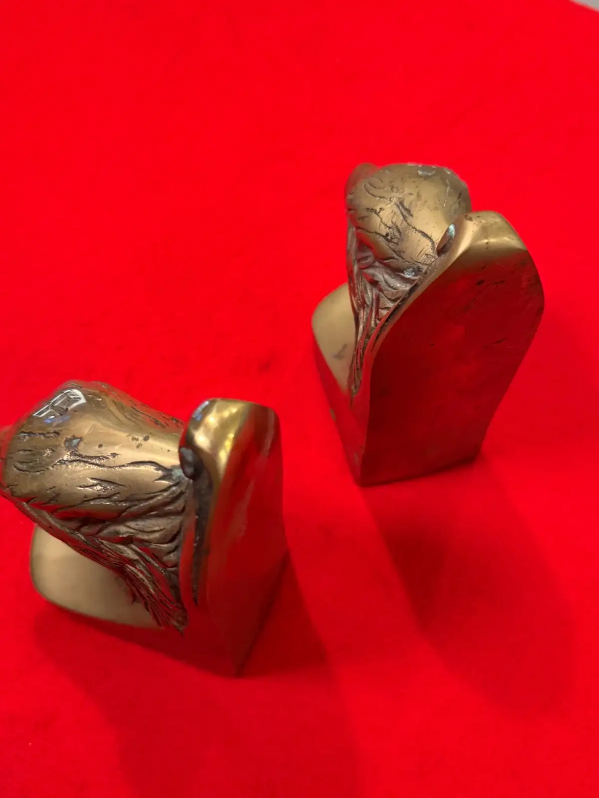 US 20th Century Brass Eagle Head Bookends Set - View 7