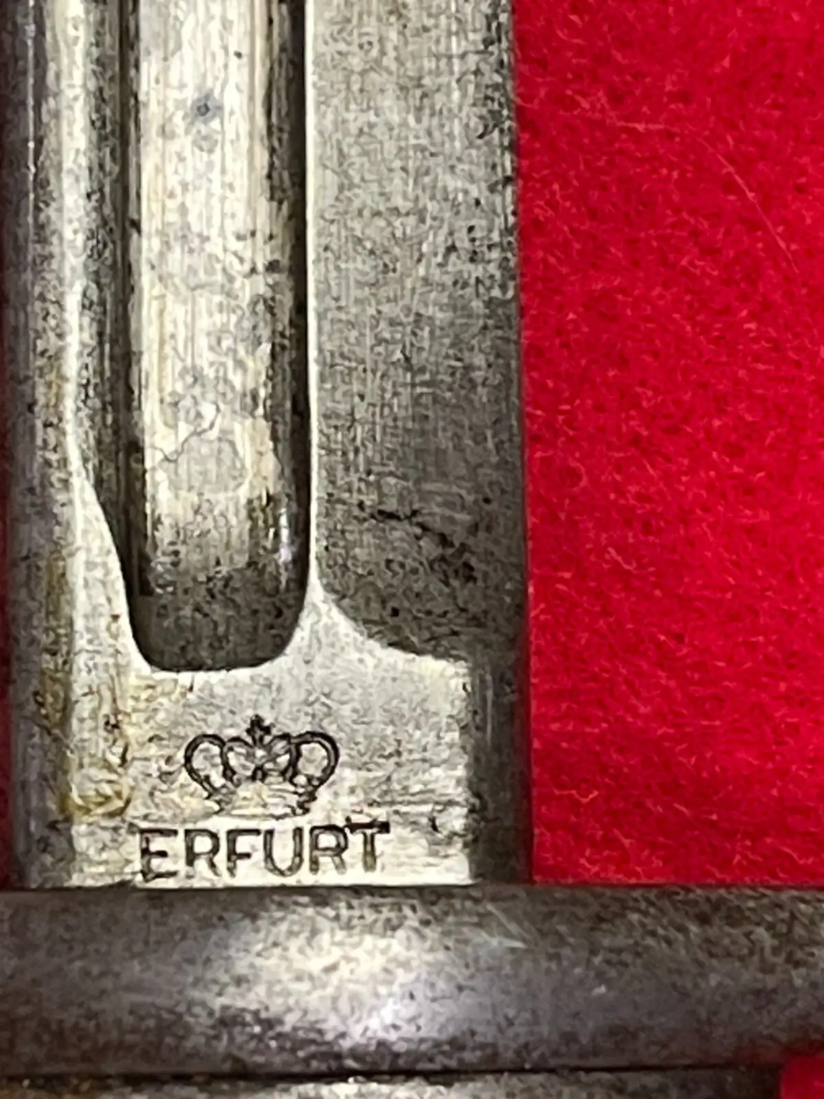Original German WW1 S98 Bayonet with Erfurt Markings - View 9
