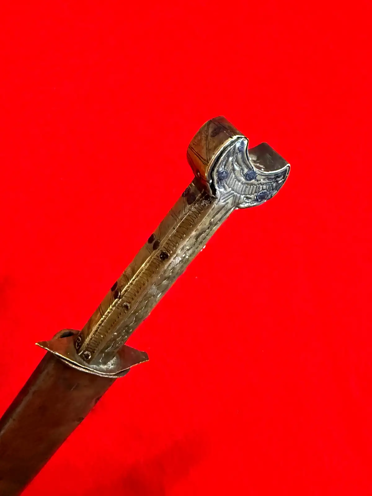Original North African 19th Century Brass Dirk Dagger - View 11