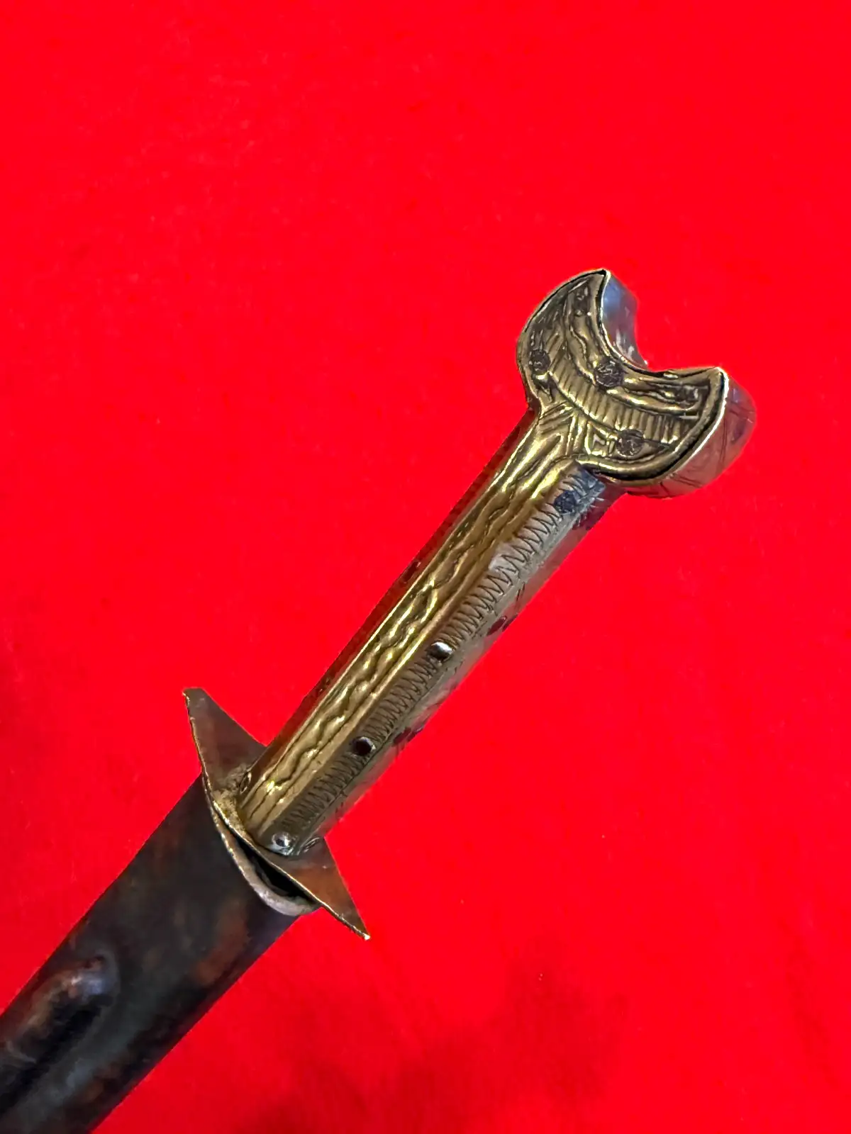 Original North African 19th Century Brass Dirk Dagger - View 12