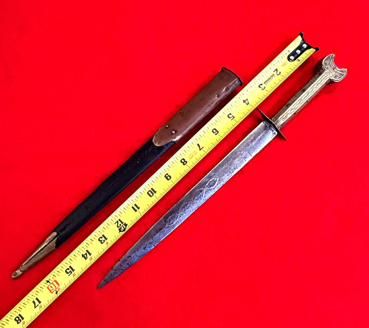 Original North African 19th Century Brass Dirk Dagger alternate view