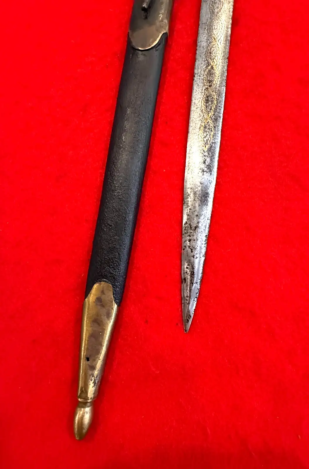 Original North African 19th Century Brass Dirk Dagger - View 3