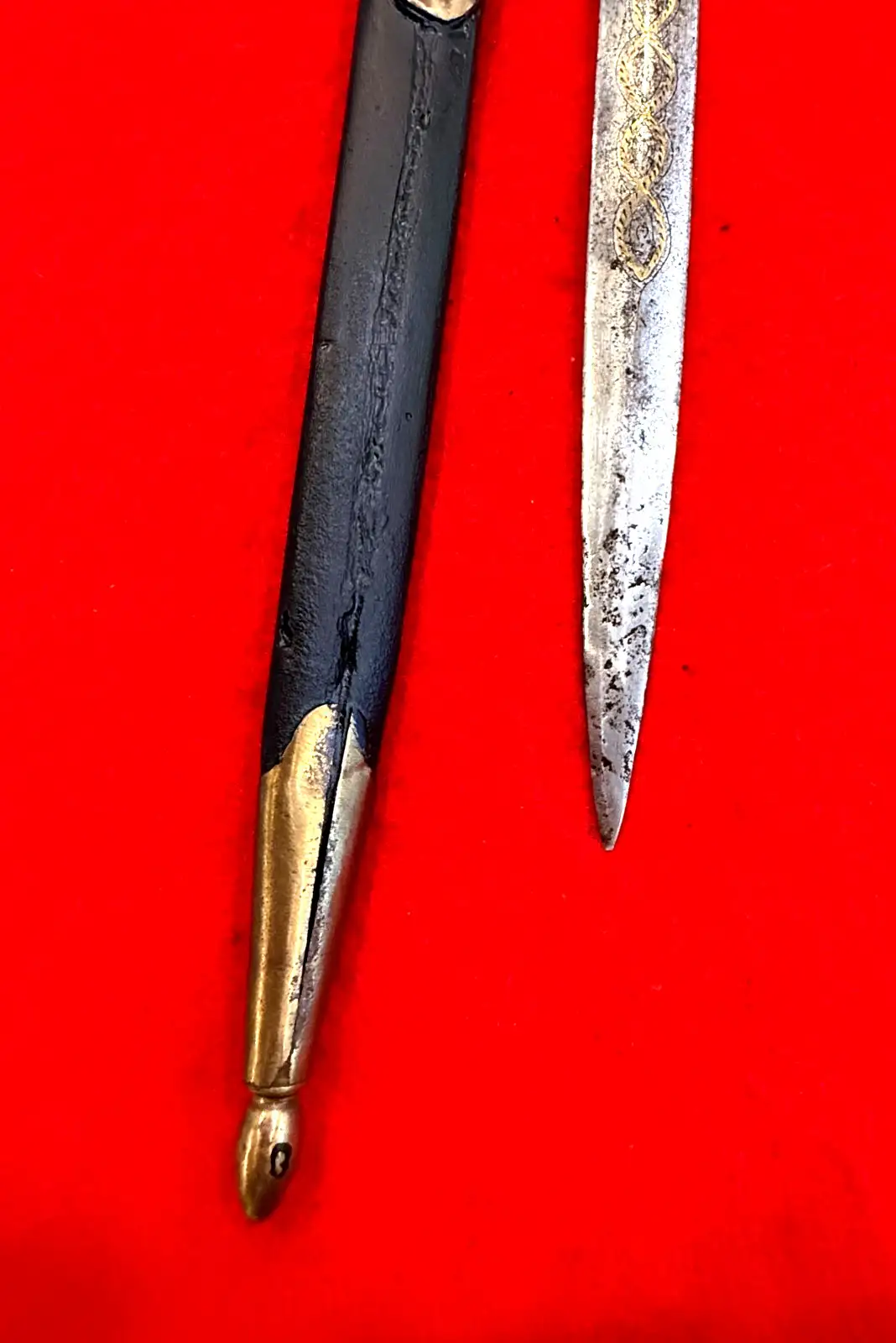 Original North African 19th Century Brass Dirk Dagger - View 6