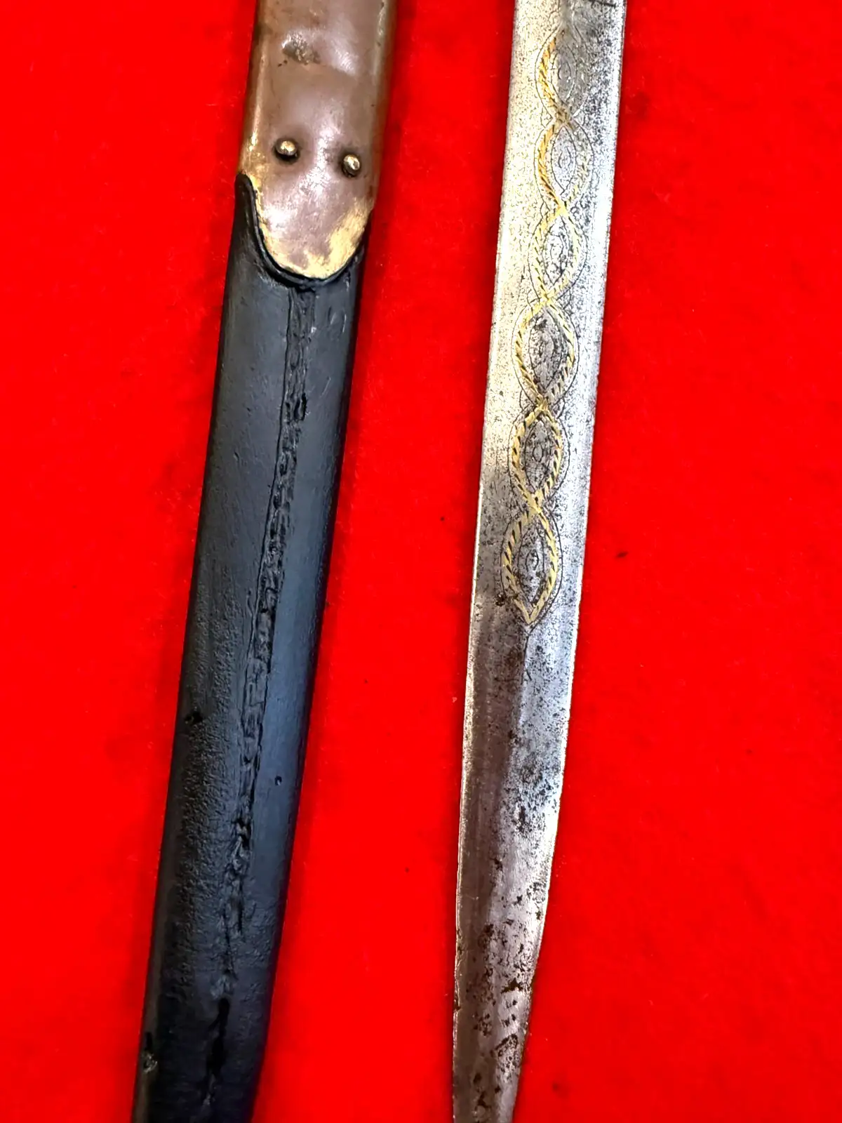 Original North African 19th Century Brass Dirk Dagger - View 7