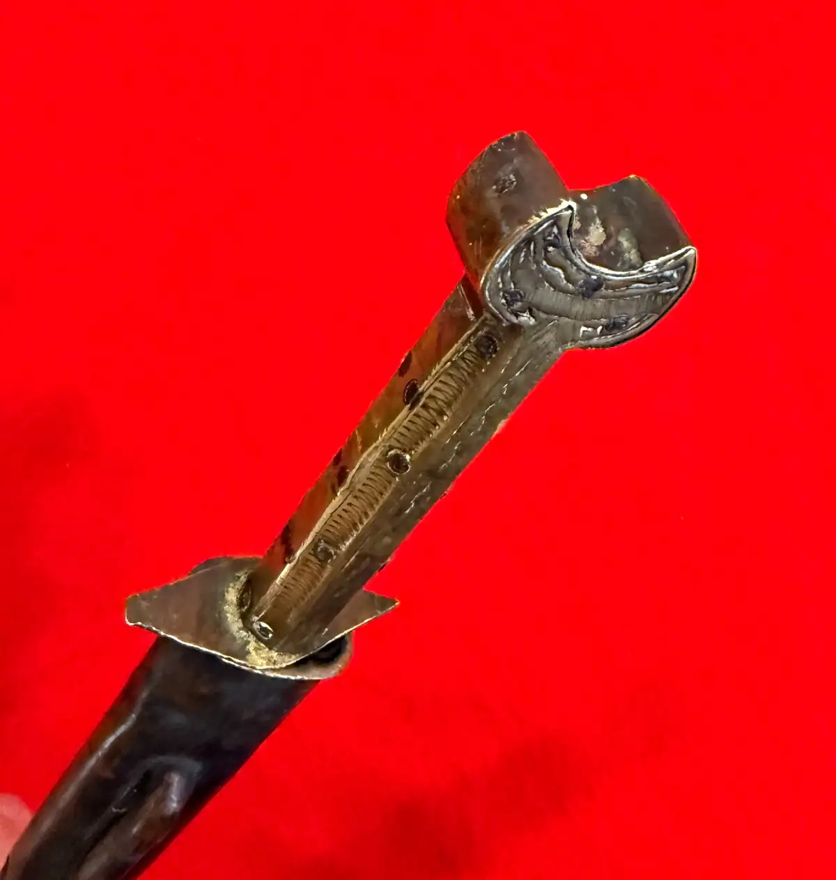 Original North African 19th Century Brass Dirk Dagger - View 9