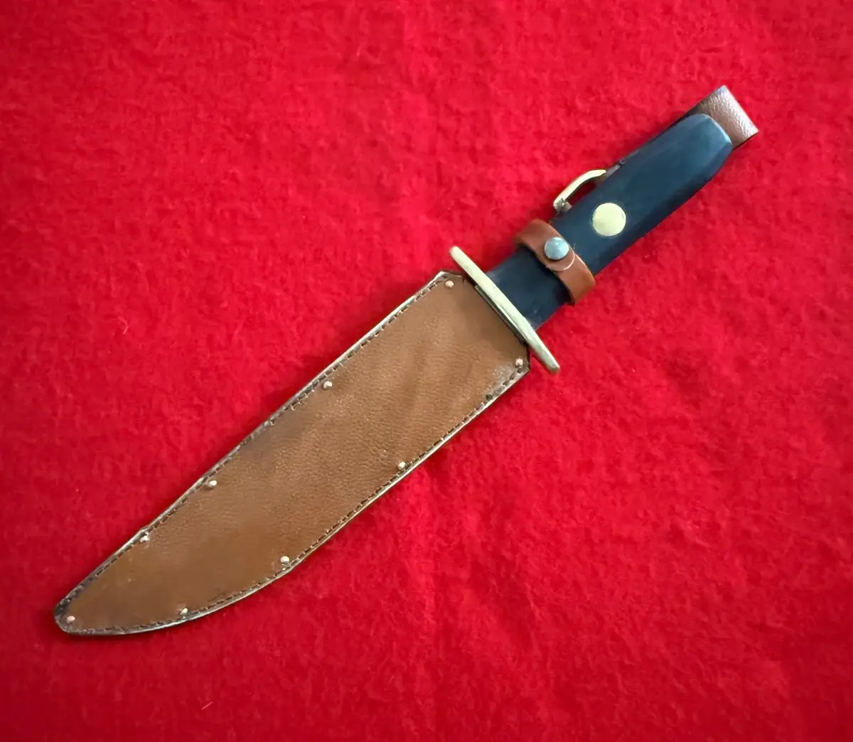 Vintage Bowie Knife Full Tang Brass Guard Wood Handle - 1